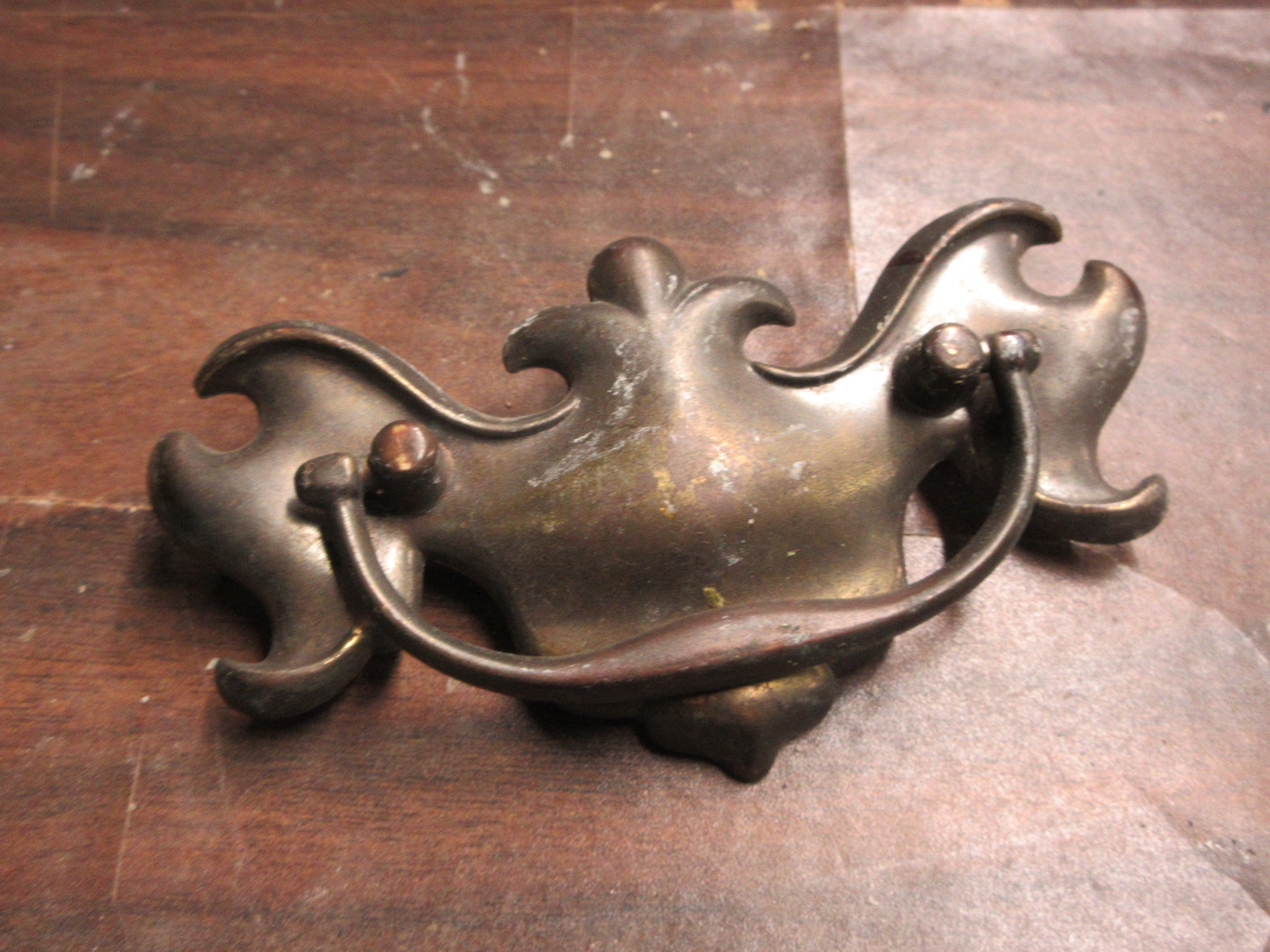 Vintage Drawer Pull with Embellished Plate
