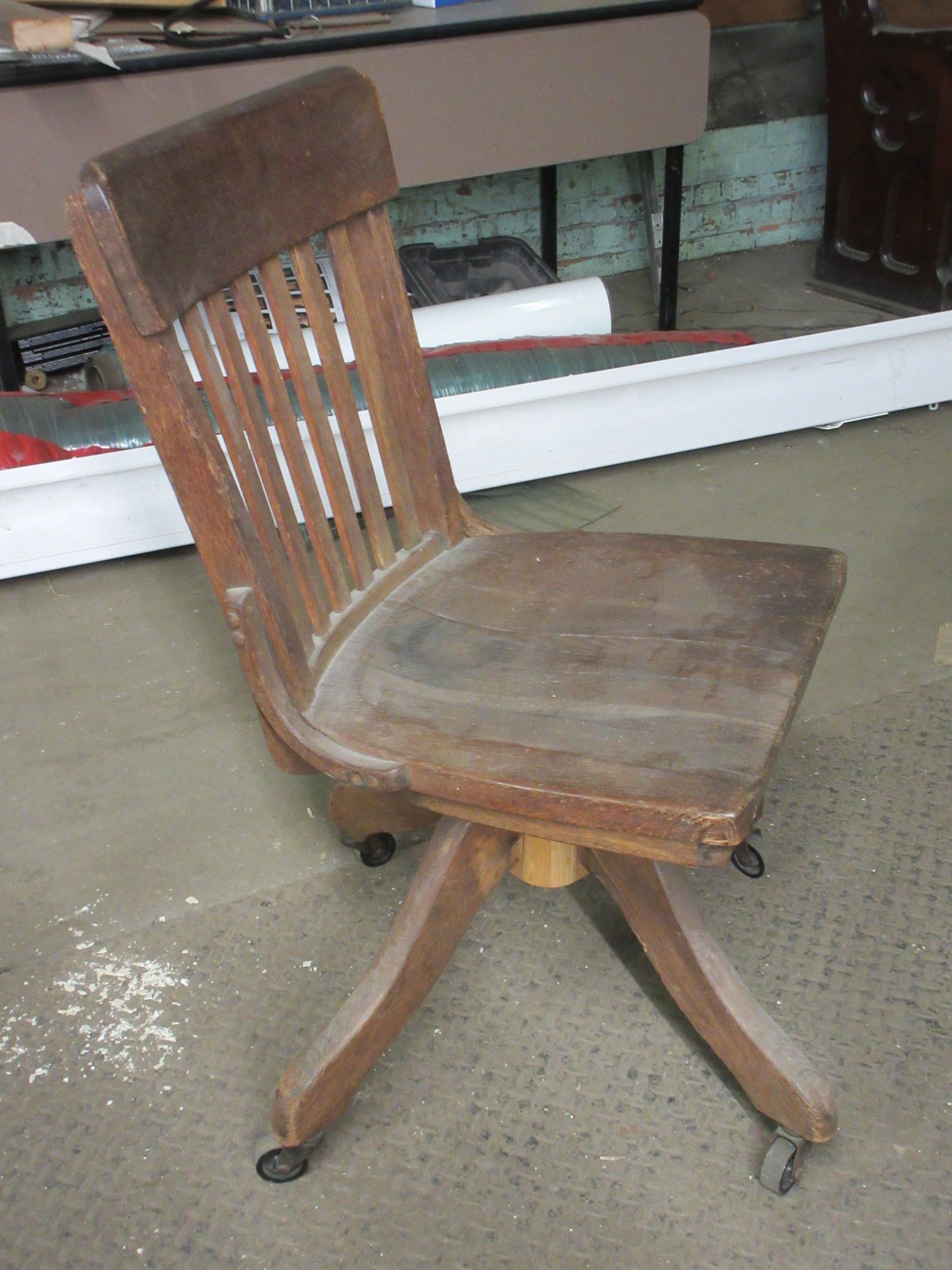 Wooden Office Chair on Casters