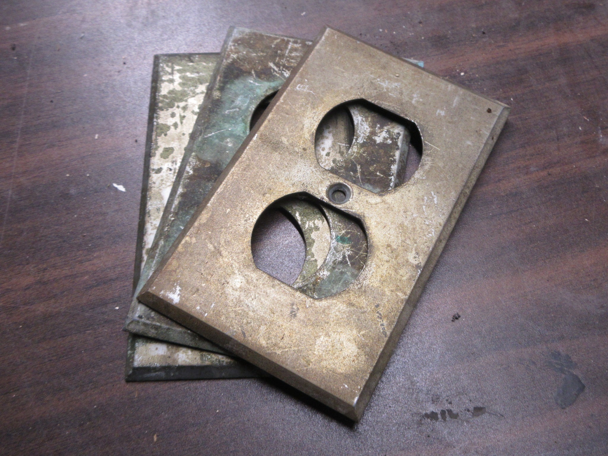Vintage Metal Outlet Cover Plates (Lot of Three)
