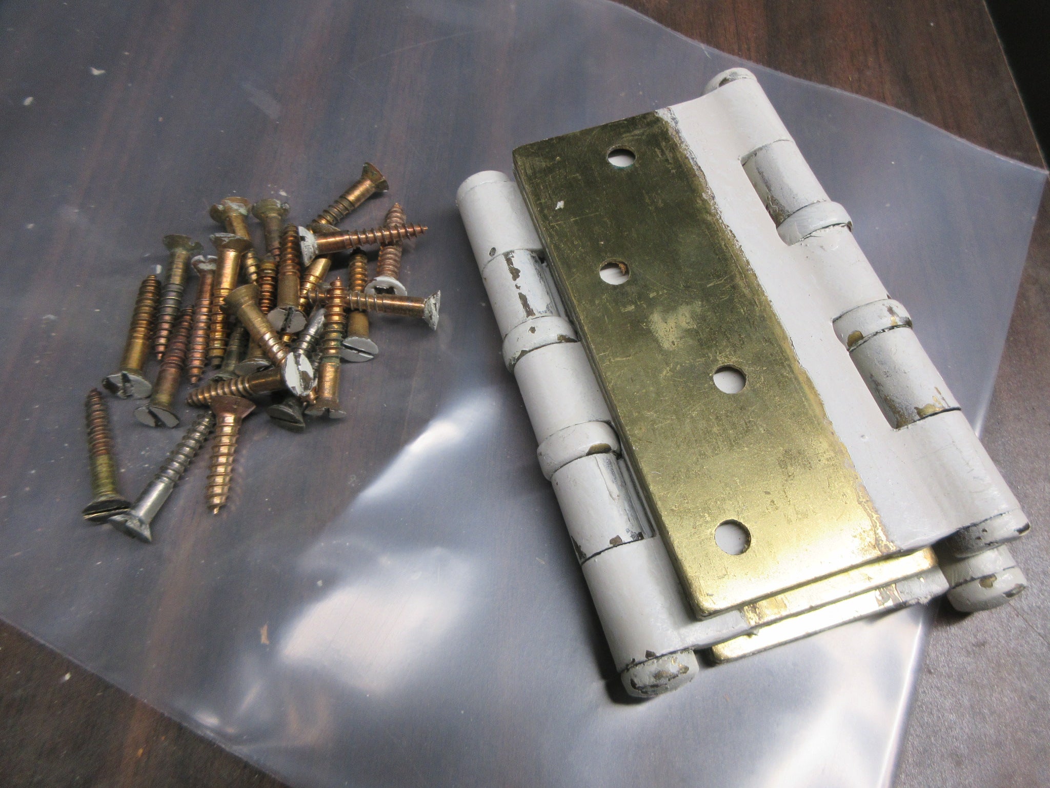 Set of Three Brass Bearing Hinges with Screws