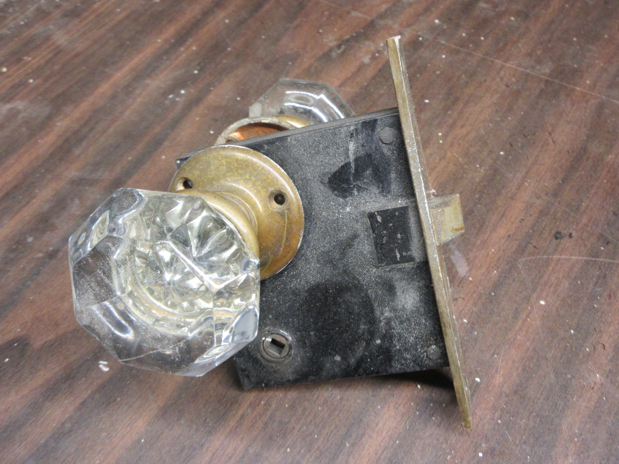 Vintage Glass Door Knob Set with Mortise
