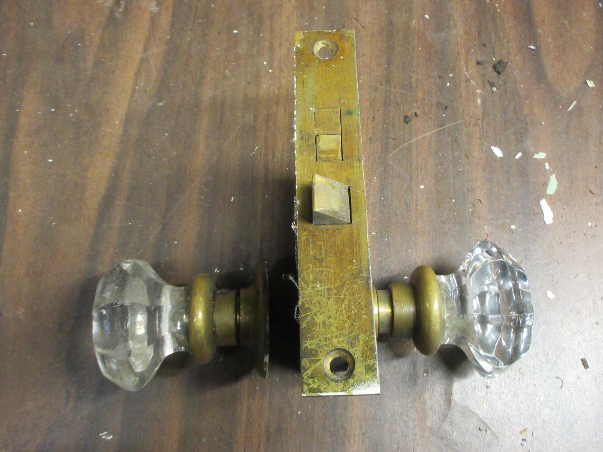 Vintage Glass Door Knob Set with Mortise