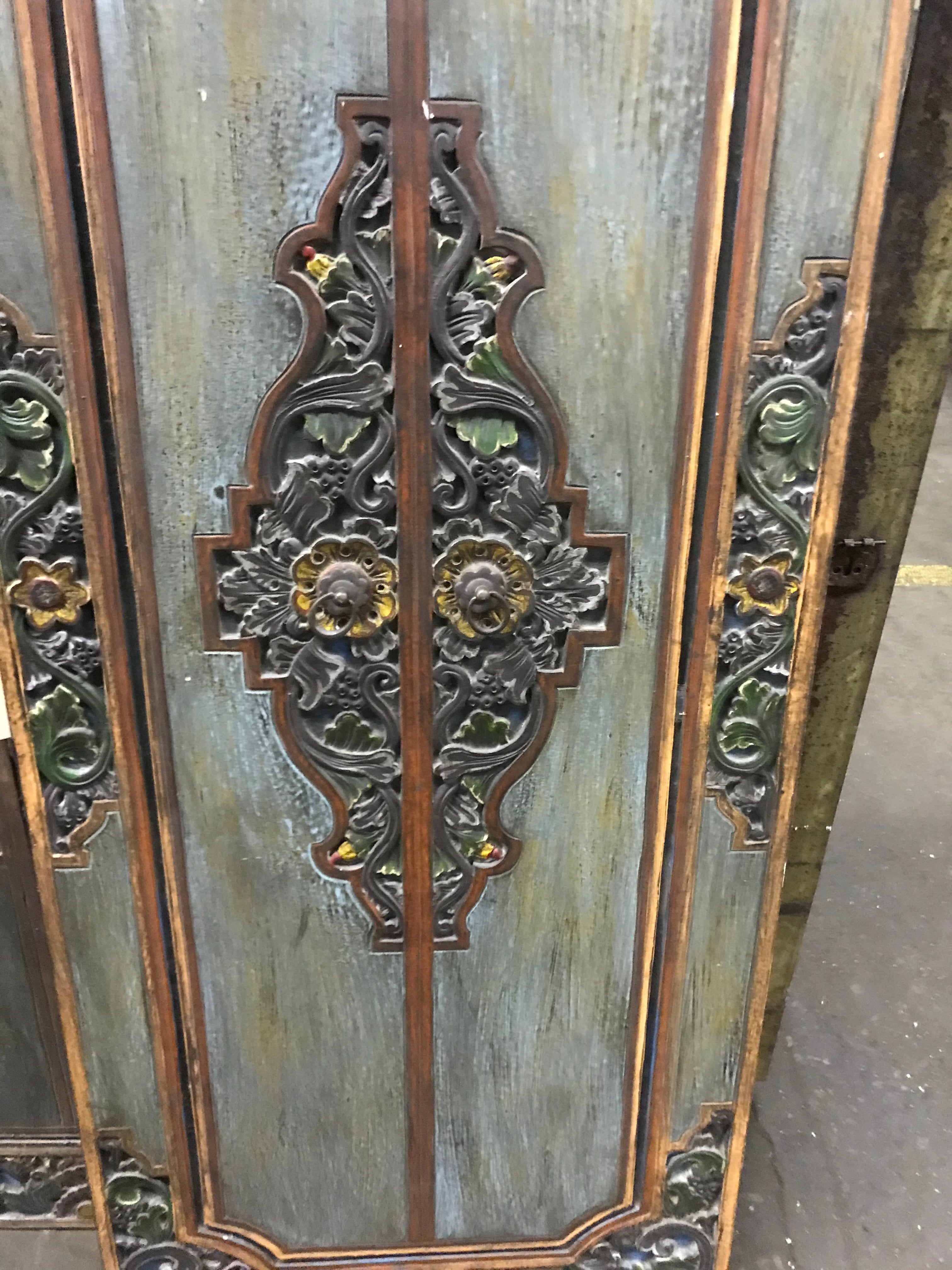 Pair of Carved Painted Doors