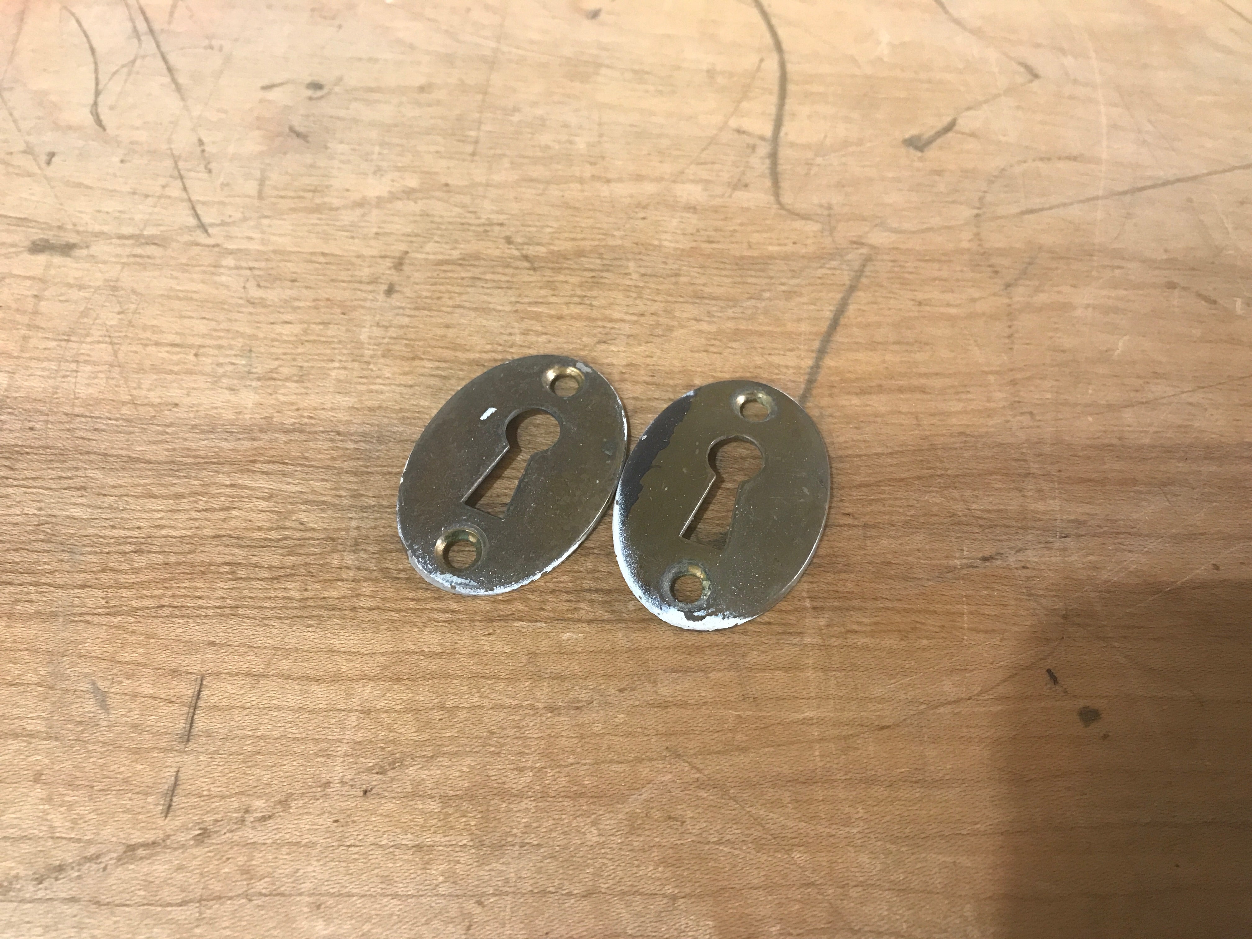 Vintage Brass Key Plates Pair of Two