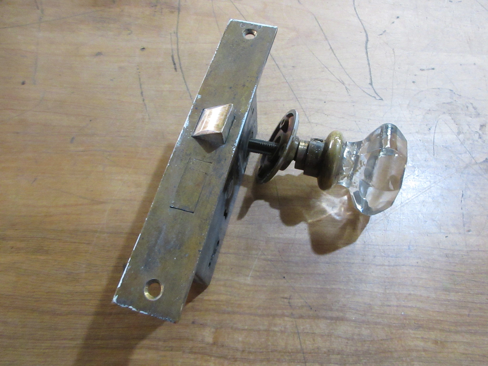 Vintage Glass Door Knob with Mortise and Thumb Turn
