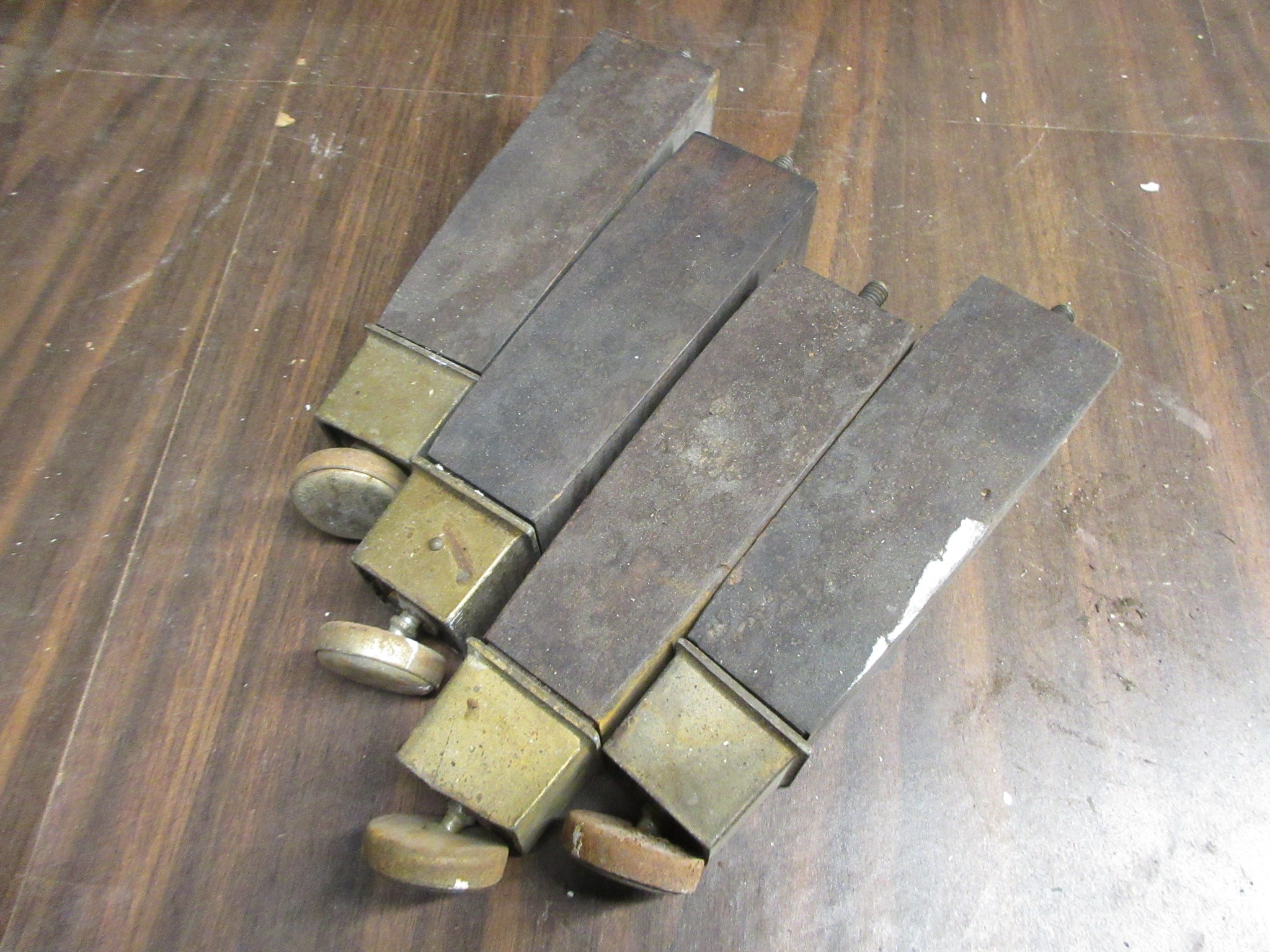 Vintage Wood and Brass Furniture Legs 6 1/2" (Set of Four)