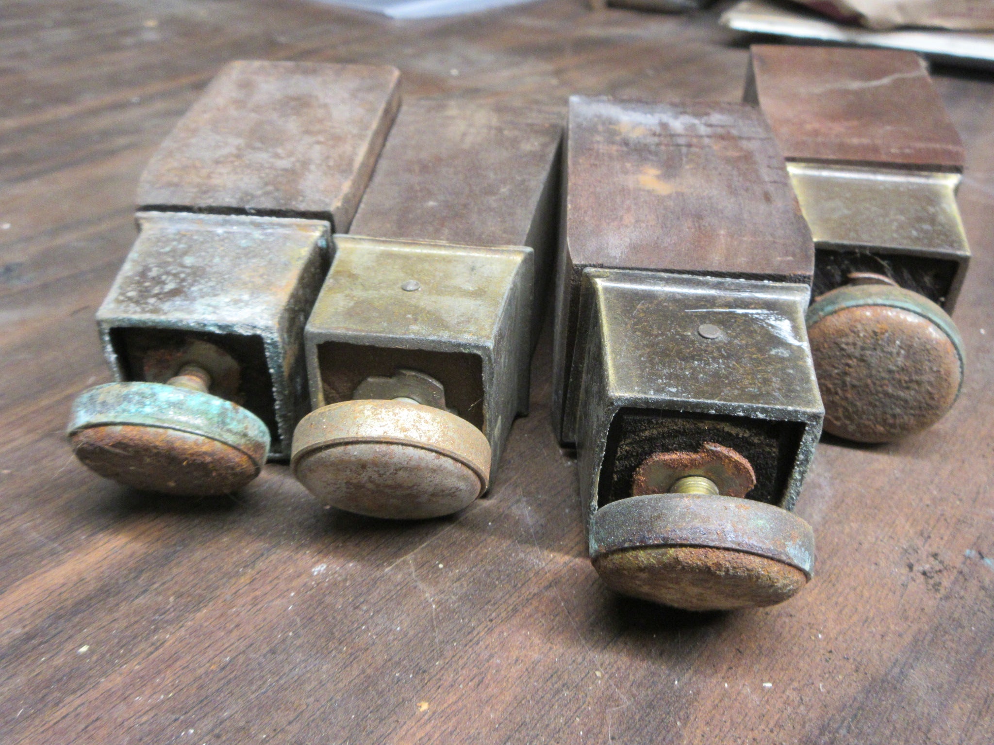 Vintage Wood and Brass Furniture Legs 4 1/4" (Set of Four)
