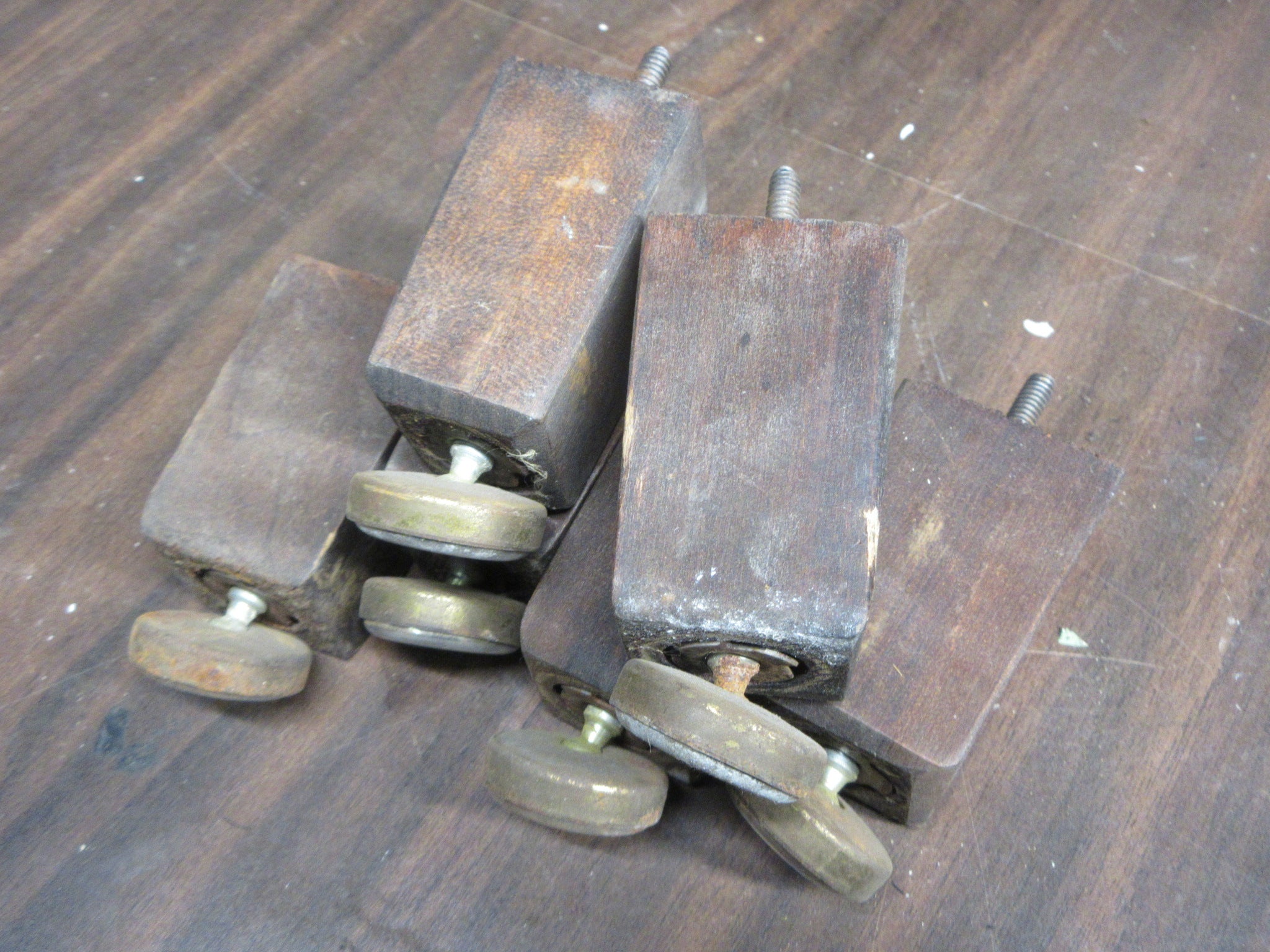 Vintage Wood and Brass Furniture Legs 2 1/2" (Set of Six)