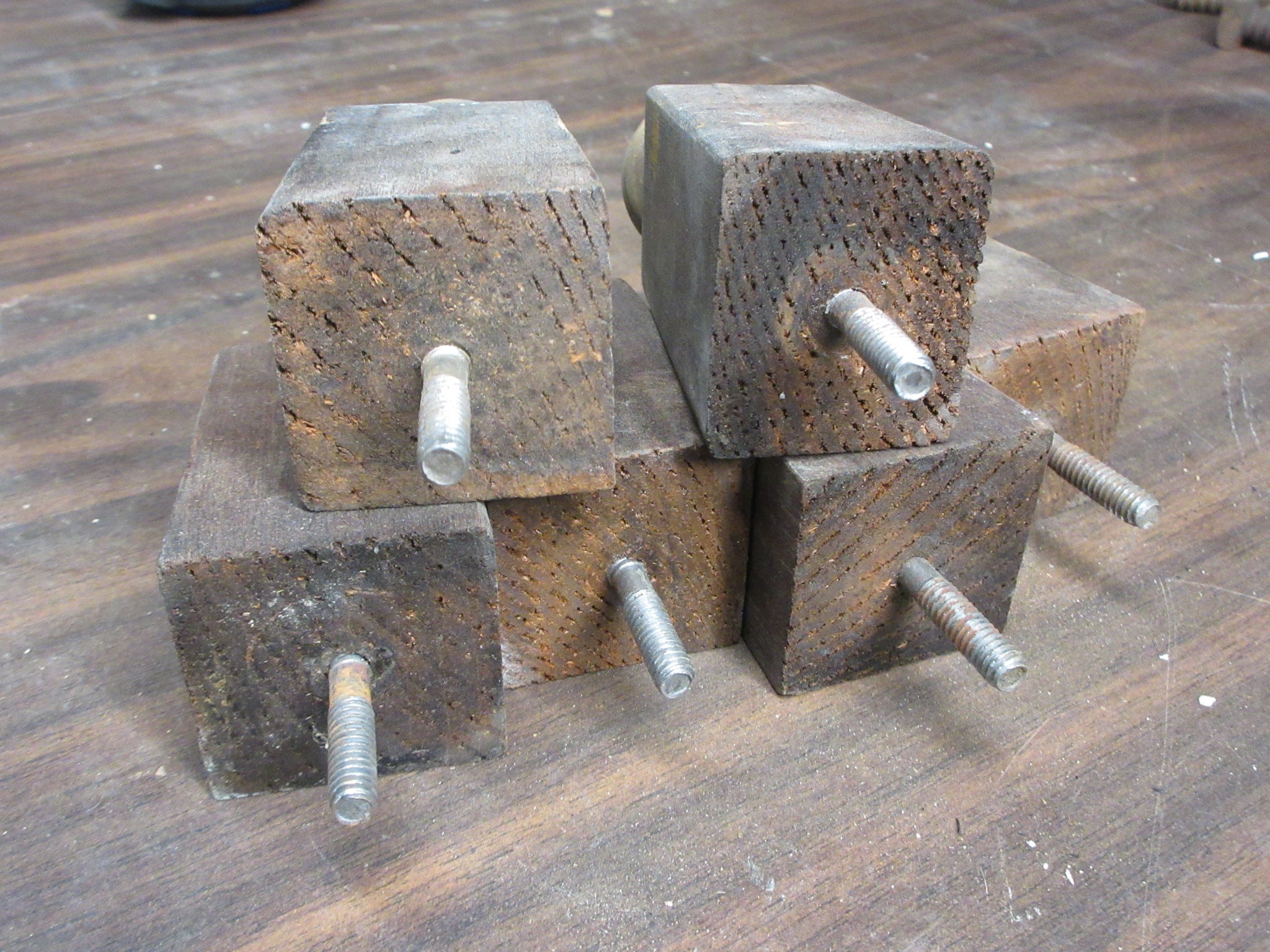 Vintage Wood and Brass Furniture Legs 2 1/2" (Set of Six)