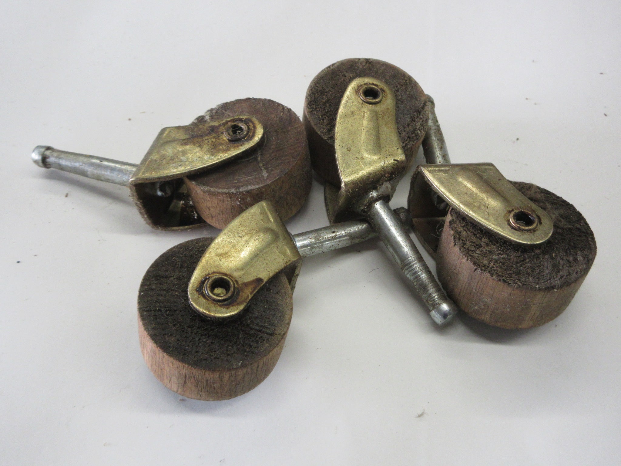 Vintage Wooden Wheel Casters (Set of Four)