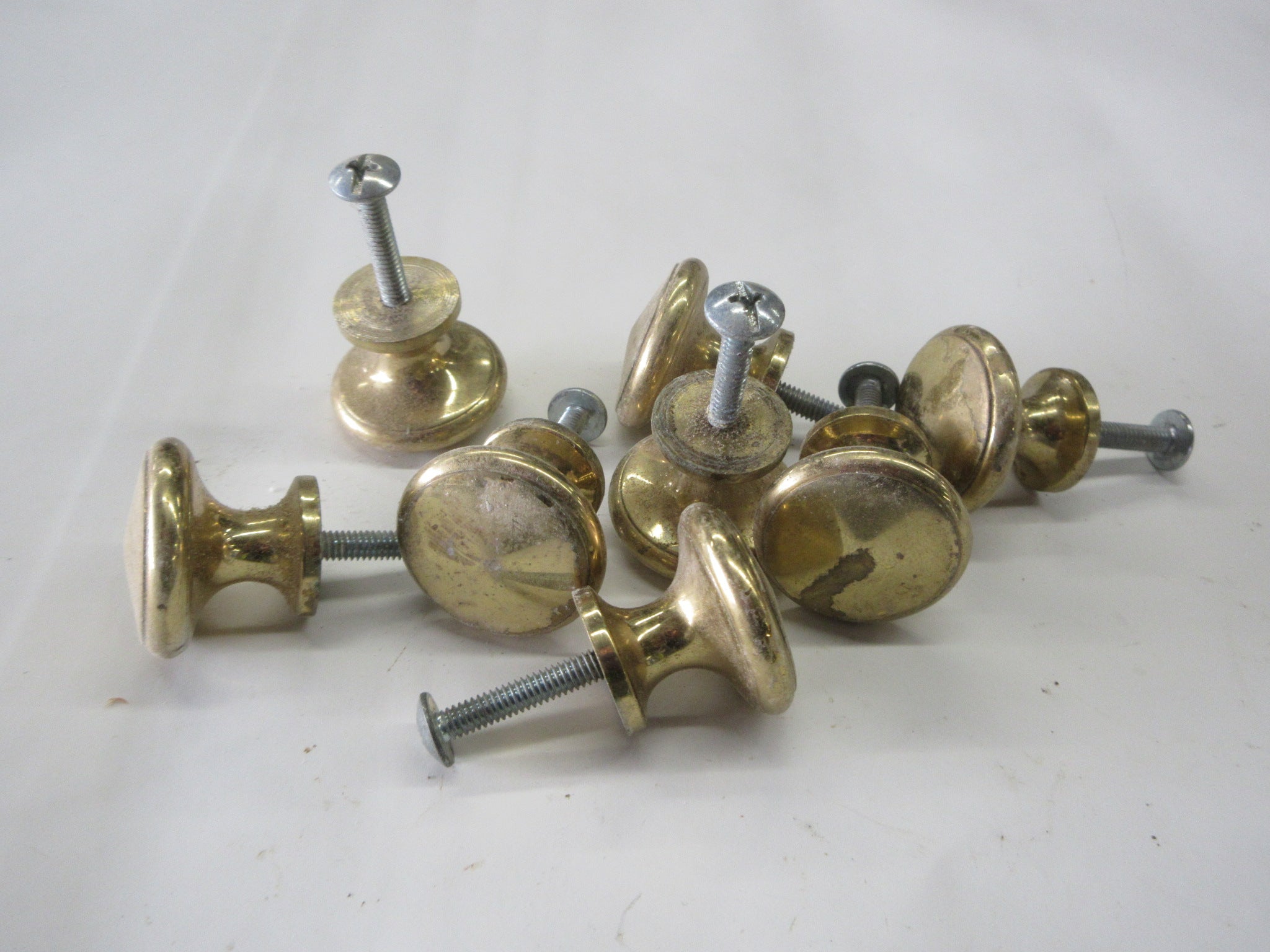 Vintage Brass Round Drawer Knobs (Set of Eight)