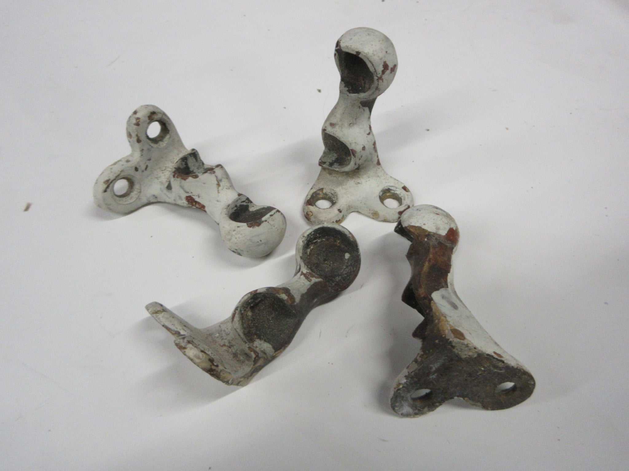 Vintage Brass Double Curtain Rod Holders (Set of Four)