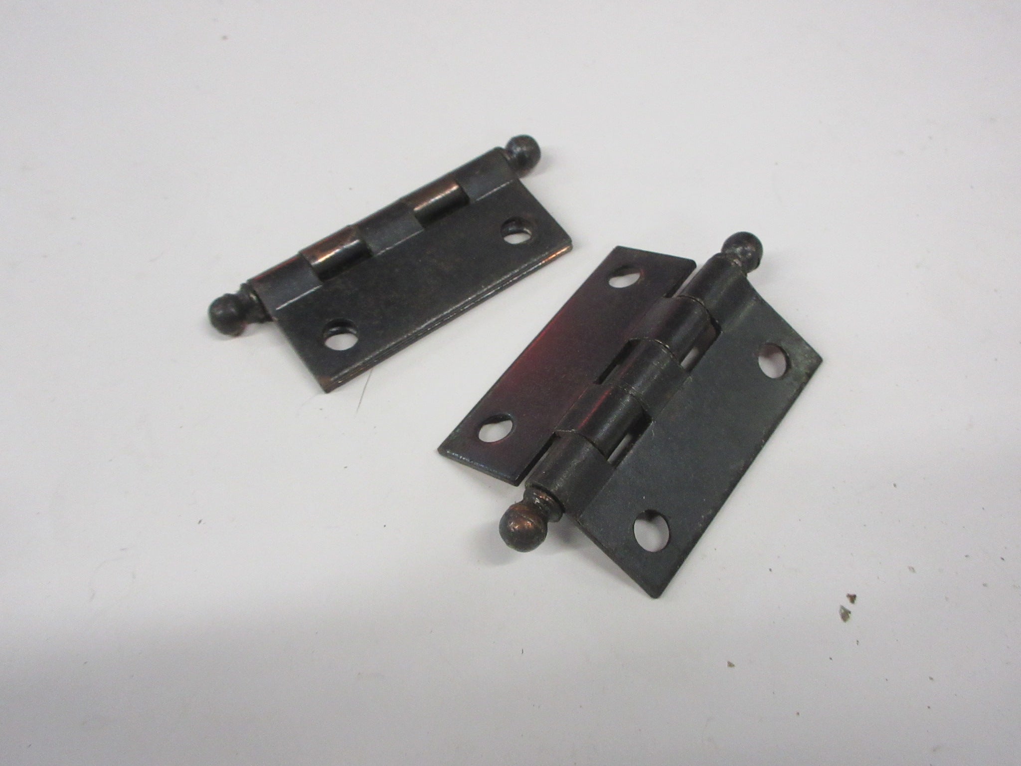 Pair of Distressed Black Ball Pin Hinges