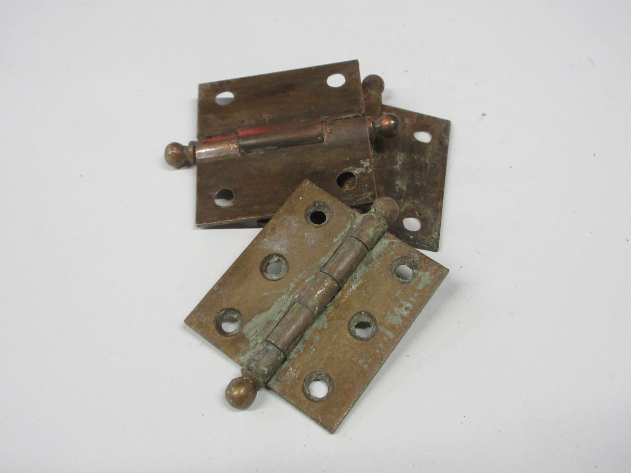 Vintage Set of Small Ball Pin Brass Hinges (Set of Three)
