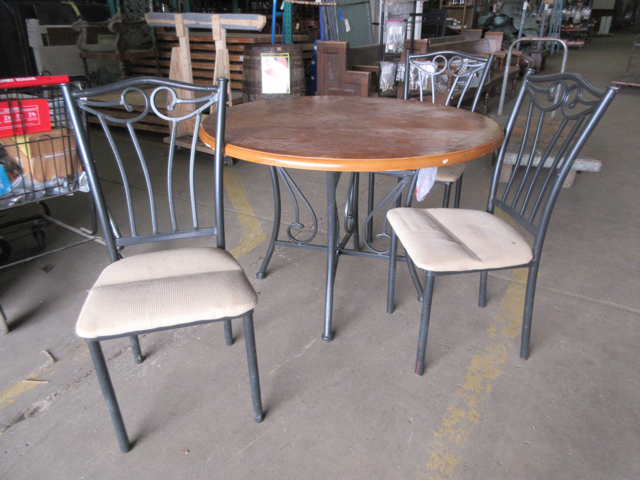 Round Dining Table with Three Chairs