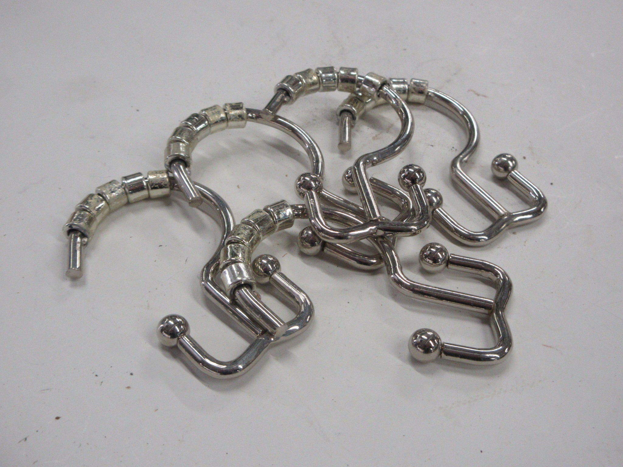 Double Roller Shower Curtain Hooks (Set of Five)