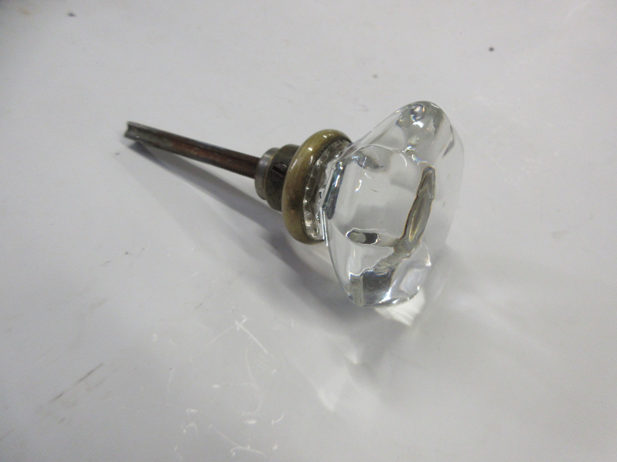 Faceted Vintage Glass Door Knob with Spindle