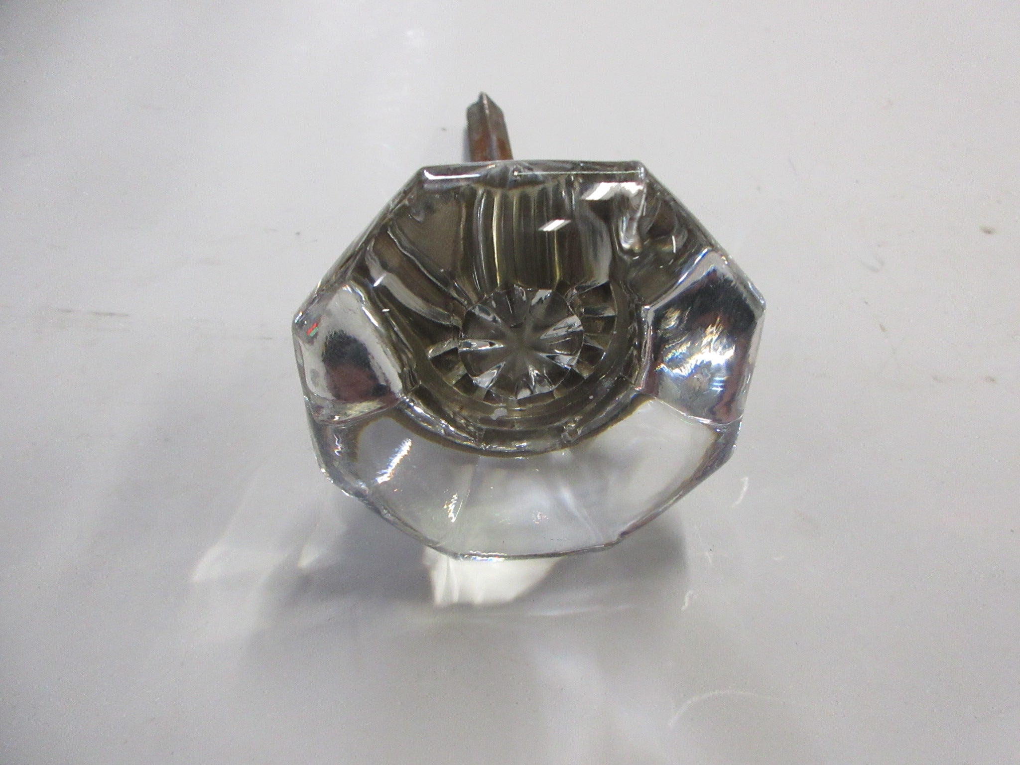 Faceted Vintage Glass Door Knob with Spindle