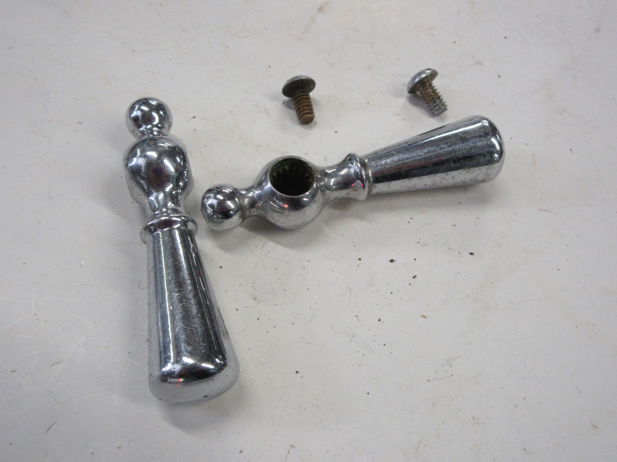 Vintage Chrome Finish Metal Lever Handles (Set of Two)