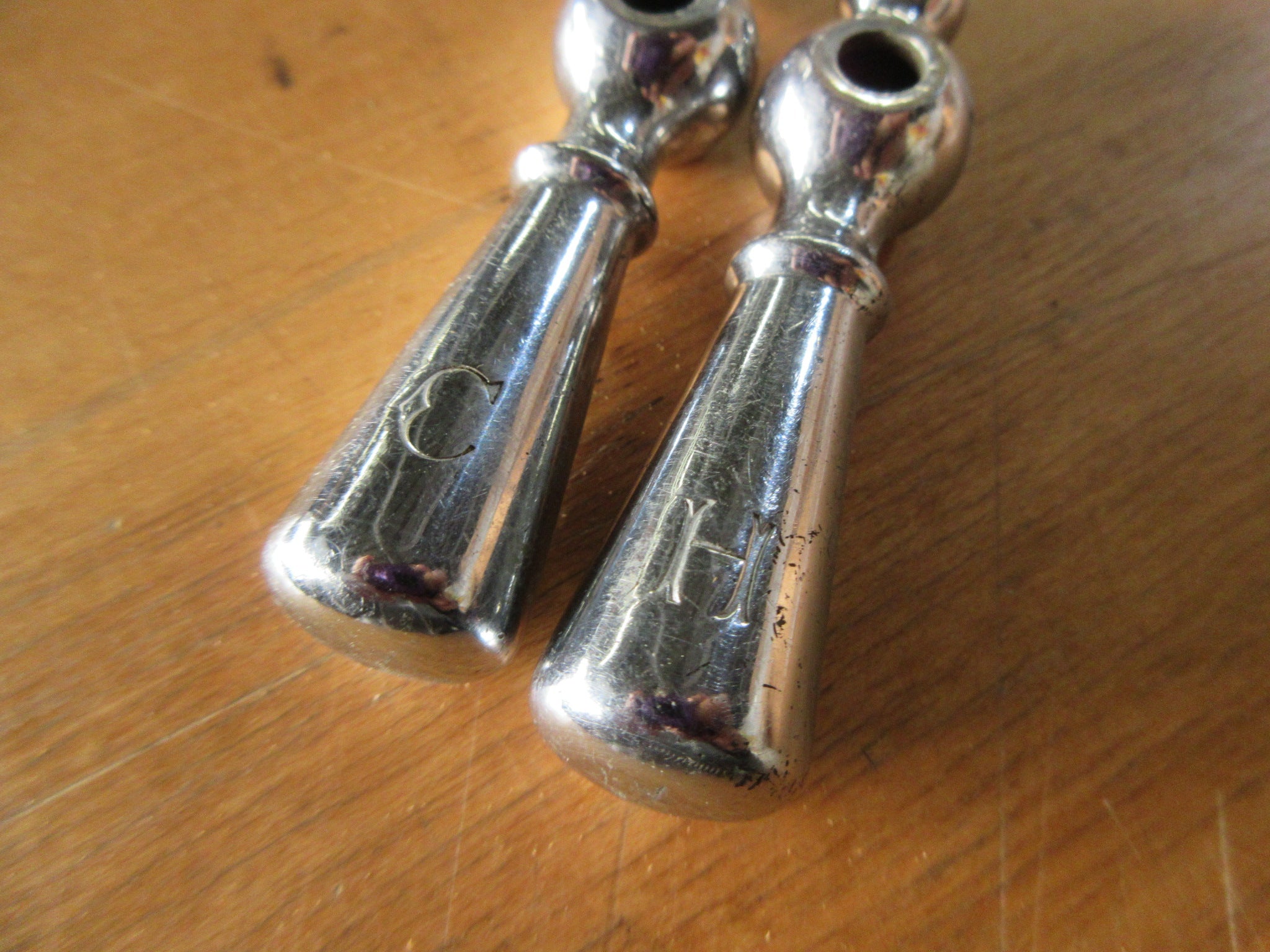 Vintage Chrome Finish Metal Lever Handles (Set of Two)