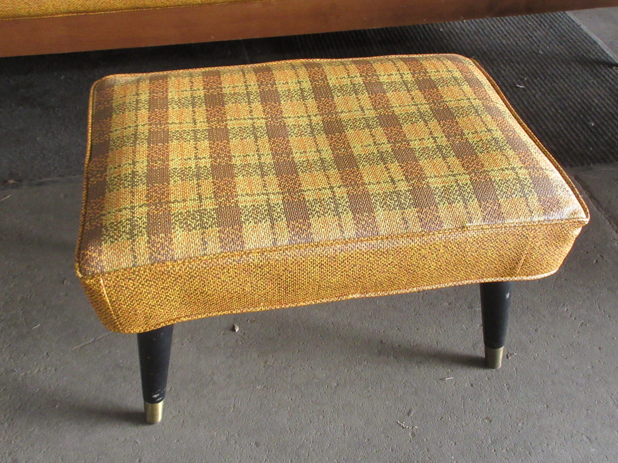 Vintage 1970's Wood & Vinyl Furniture Set (Four Pieces)