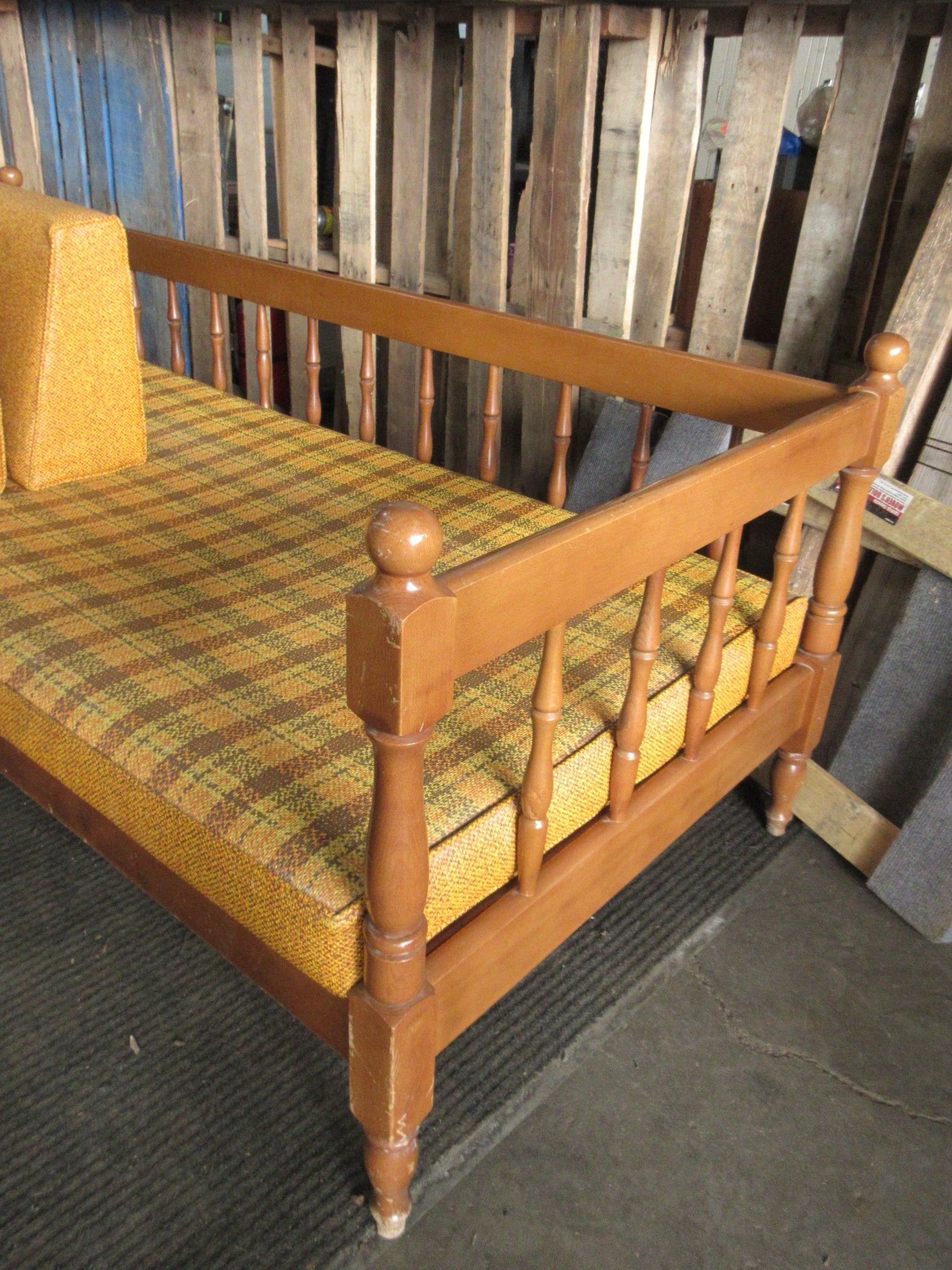 Vintage 1970's Wood & Vinyl Furniture Set (Four Pieces)