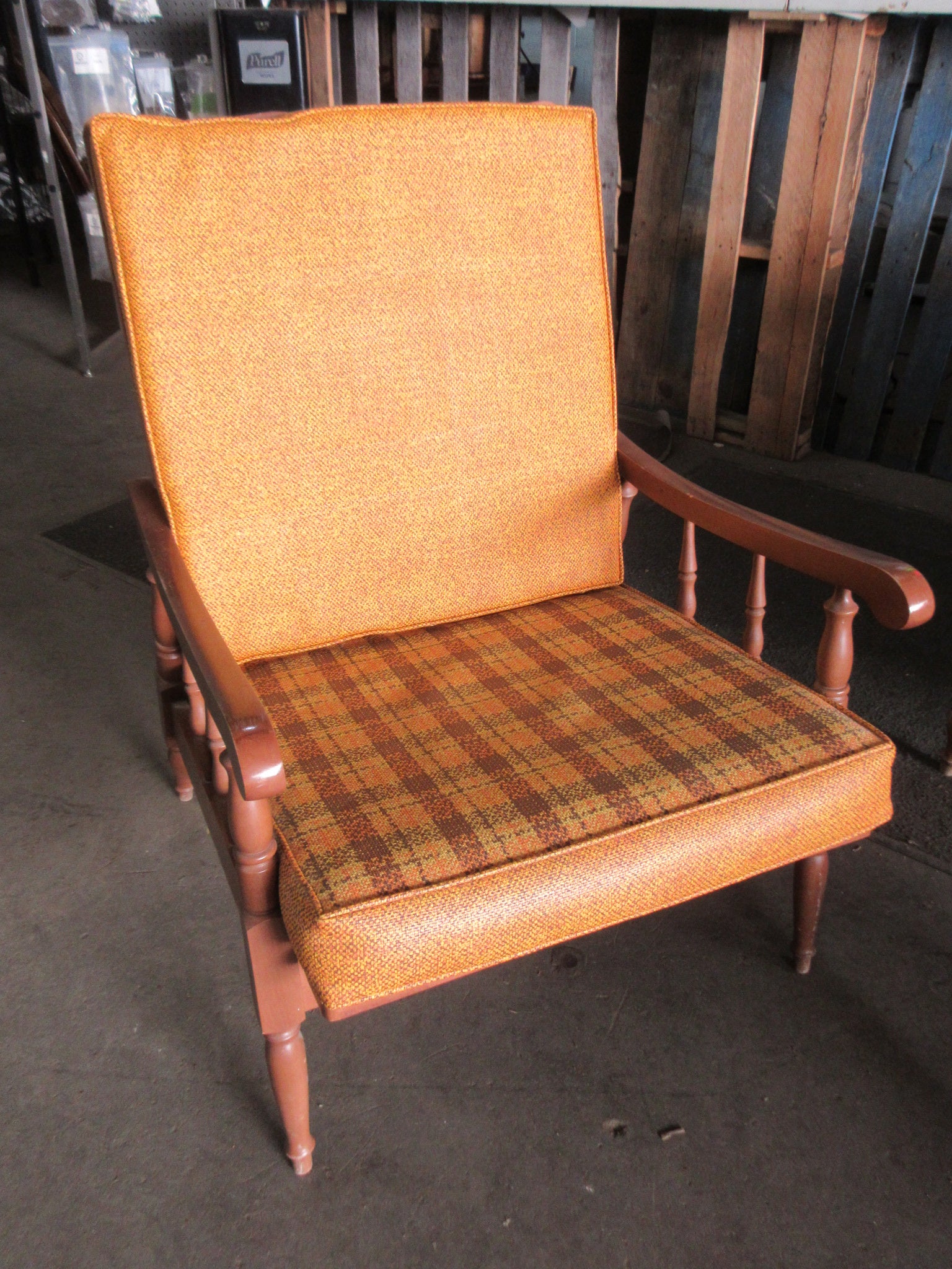 Vintage 1970's Wood & Vinyl Furniture Set (Four Pieces)