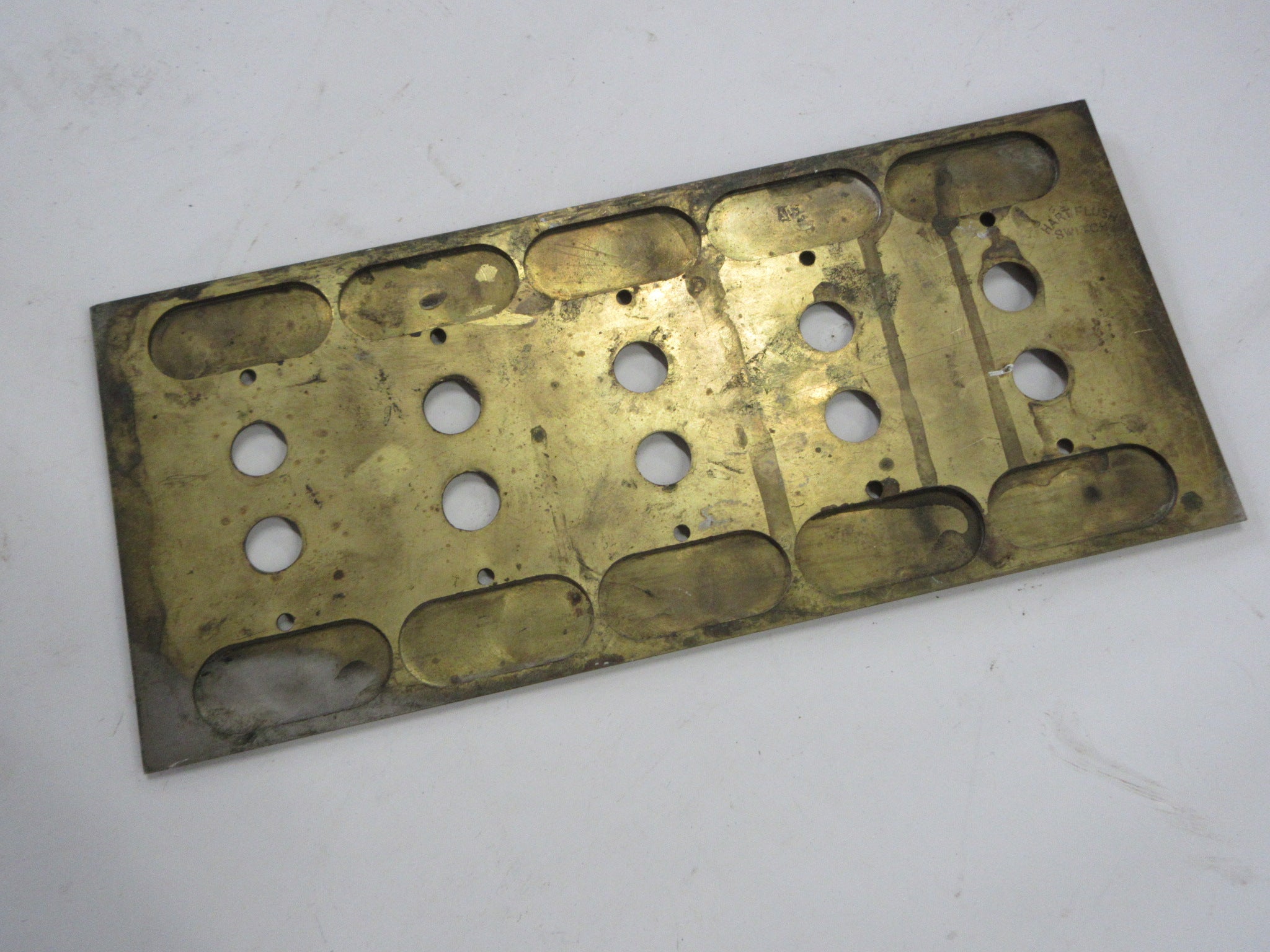 Vintage Brass Five Push Switch Cover Plate