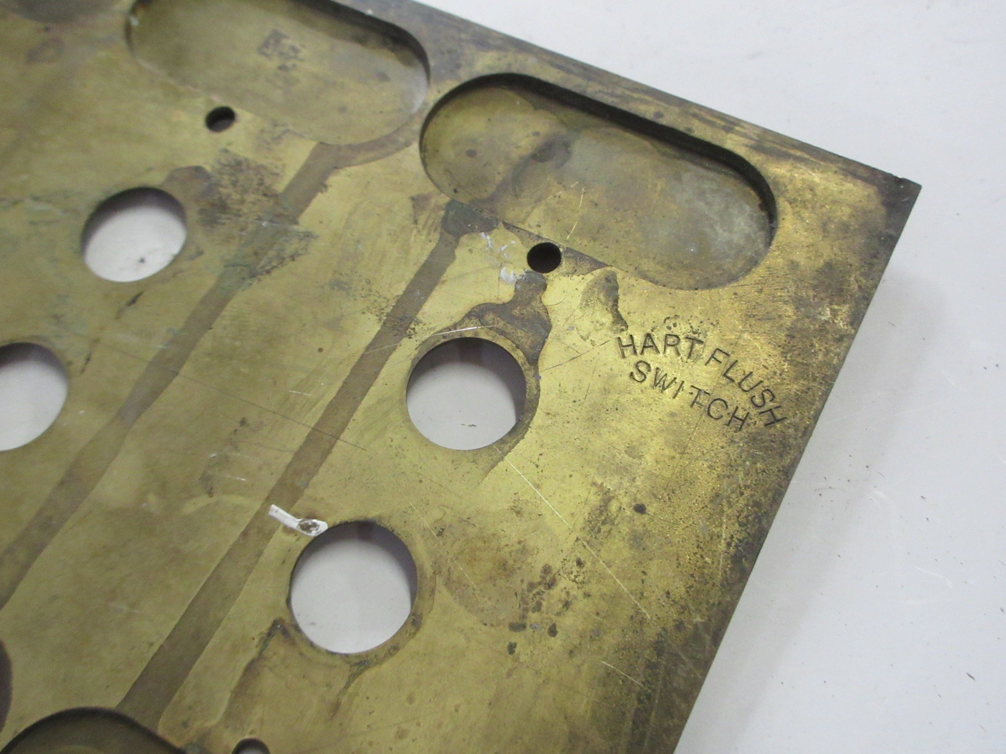 Vintage Brass Five Push Switch Cover Plate