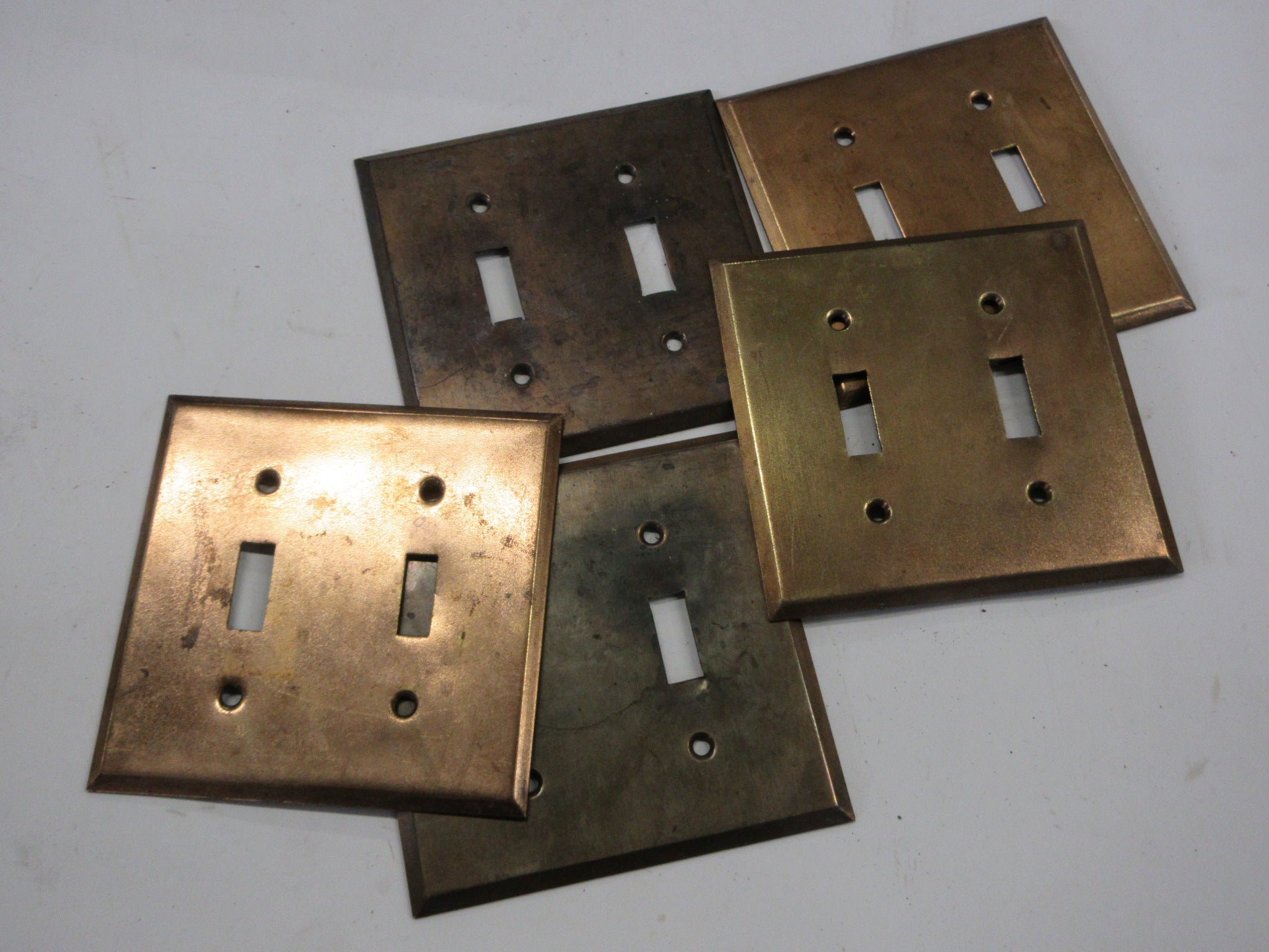 Vintage Brass Double Switch Plate Covers (Lot of Five)