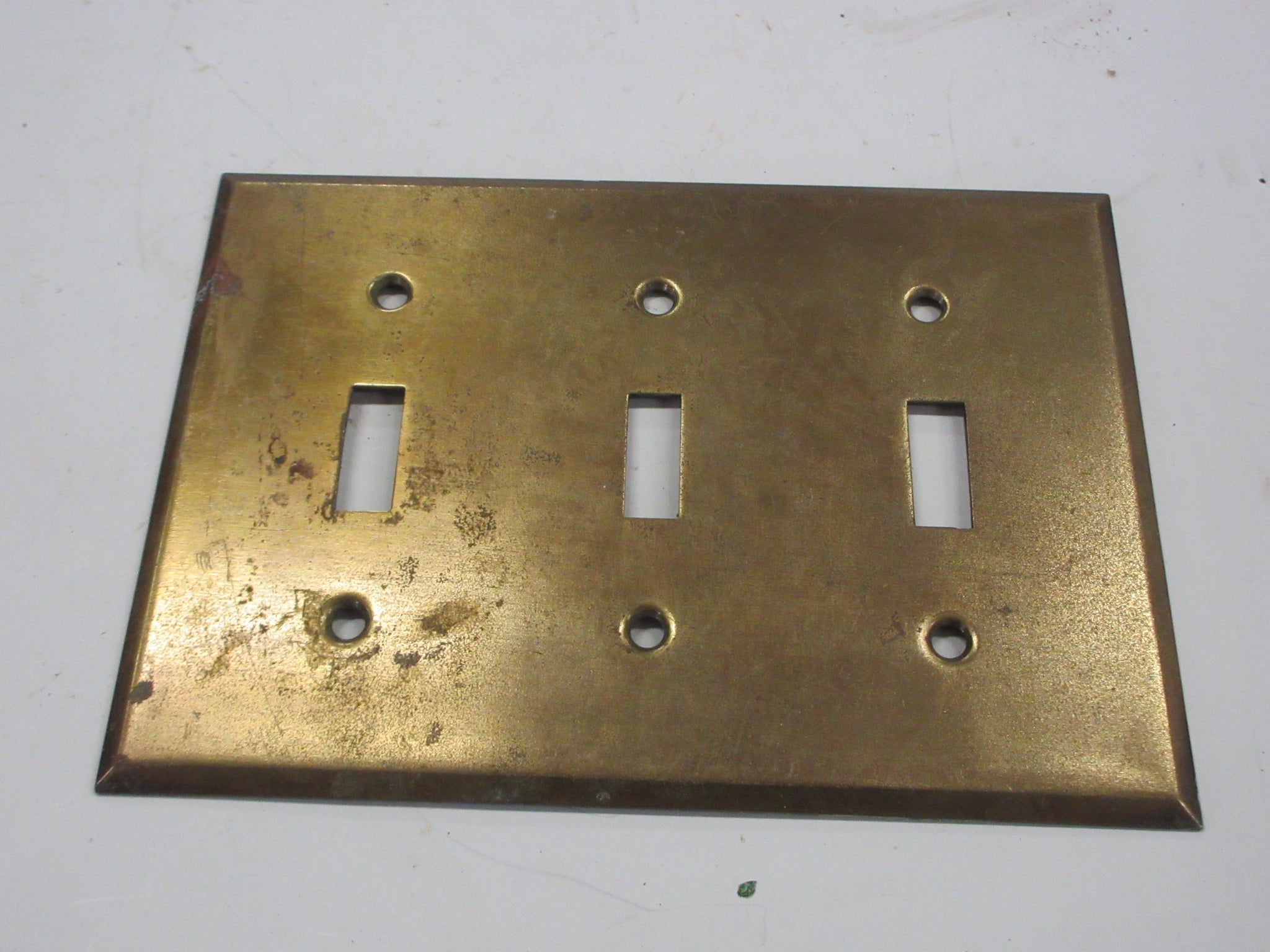 Vintage Brass Three Switch Cover Plate