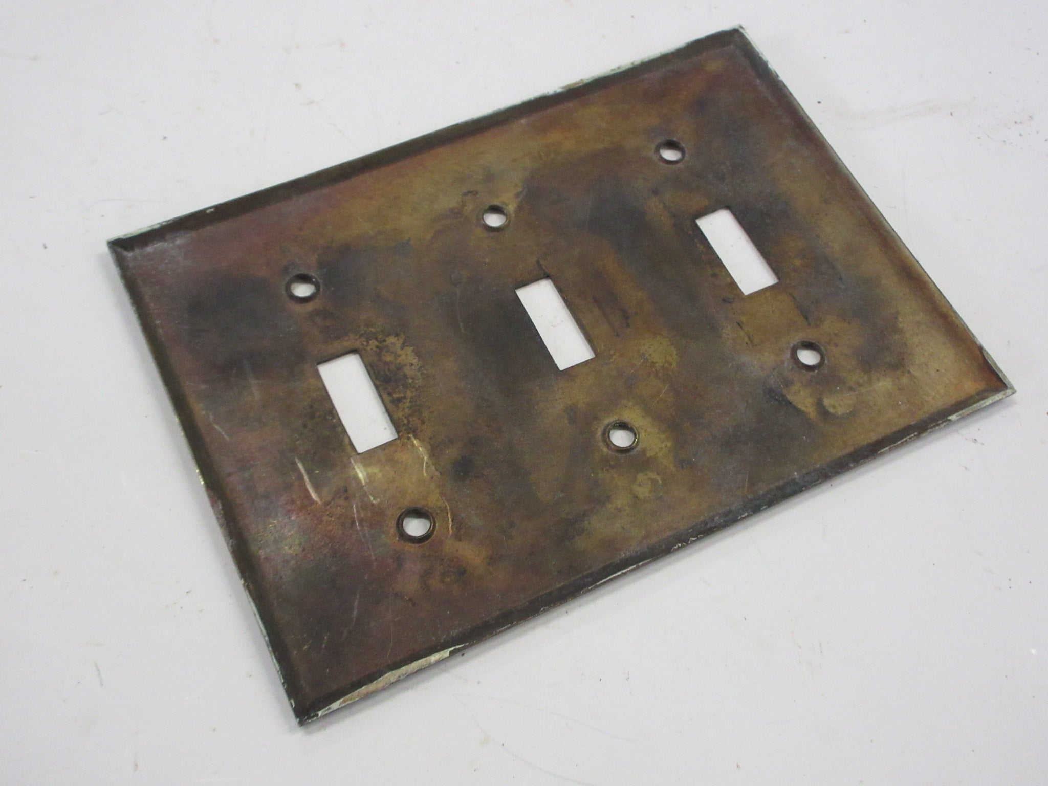 Vintage Brass Three Switch Cover Plate
