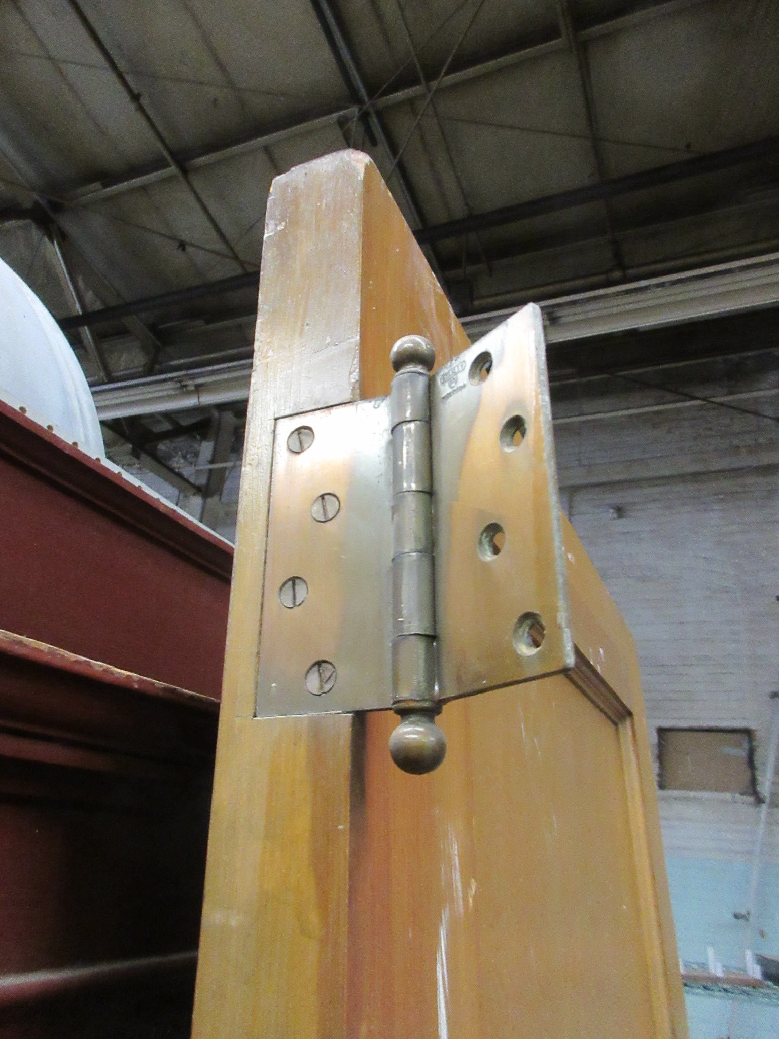 Vintage Two Panel Stained Door with Brass Mortise