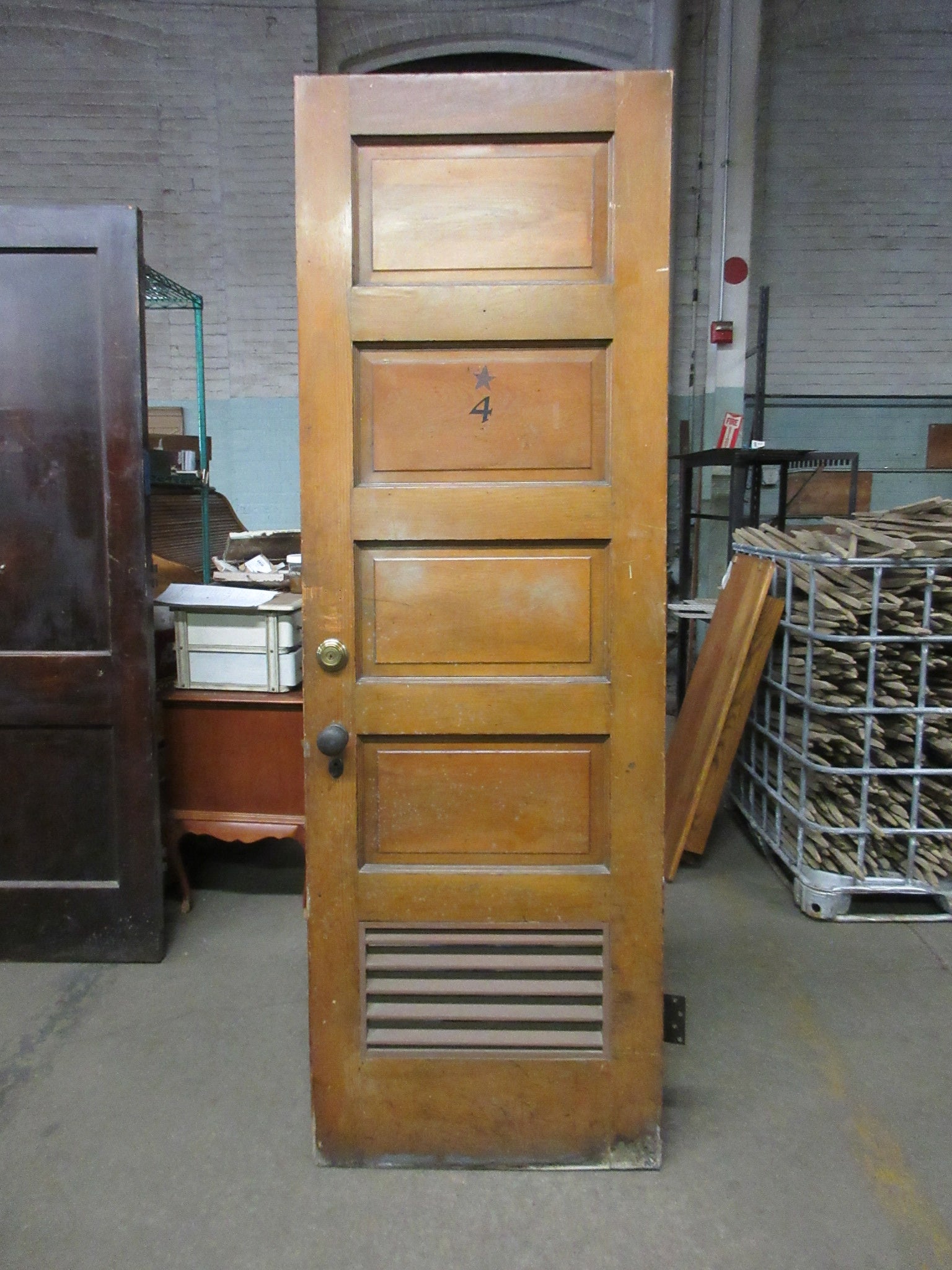 Vintage Salvaged Paneled Door with Vent