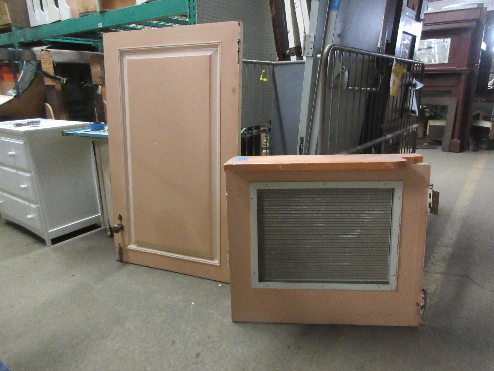 Orange Vented Dutch Door with Brass Hardware and Mortise