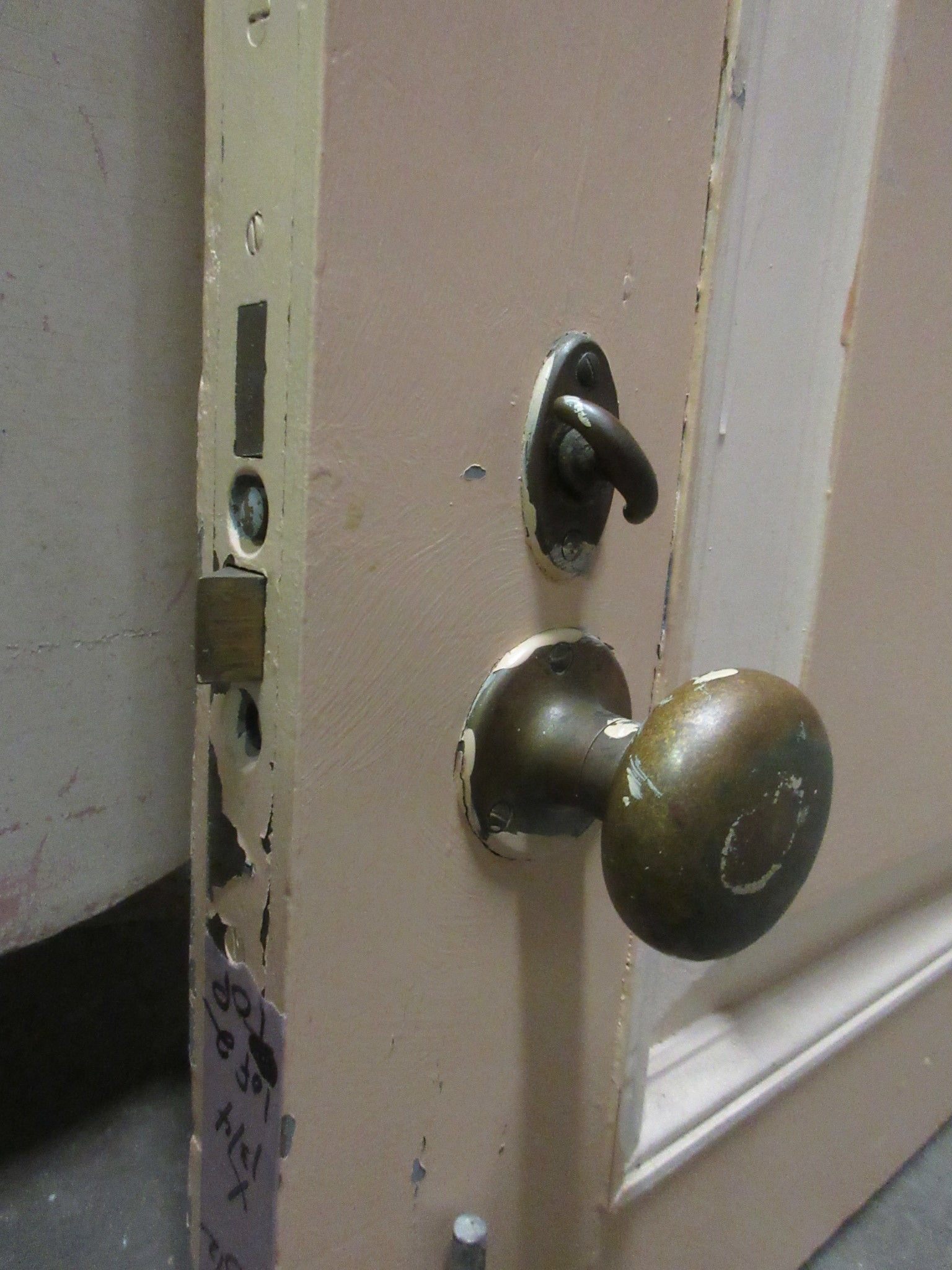 Orange Vented Dutch Door with Brass Hardware and Mortise