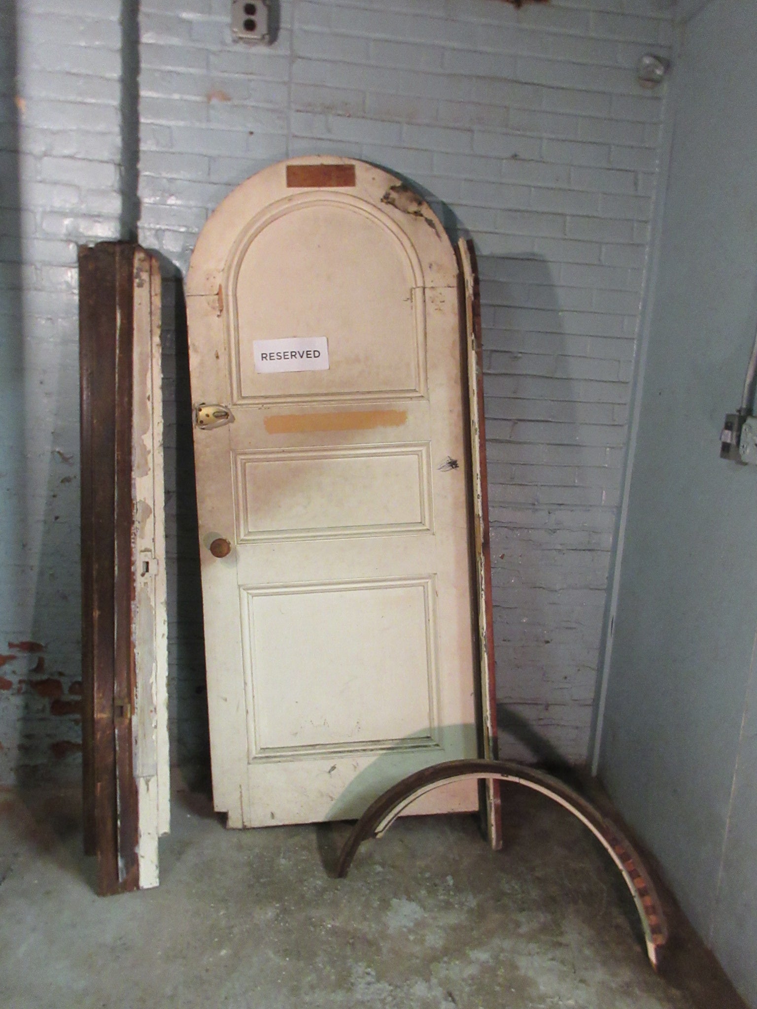 Arched Three Panel Door with Frame & Trim