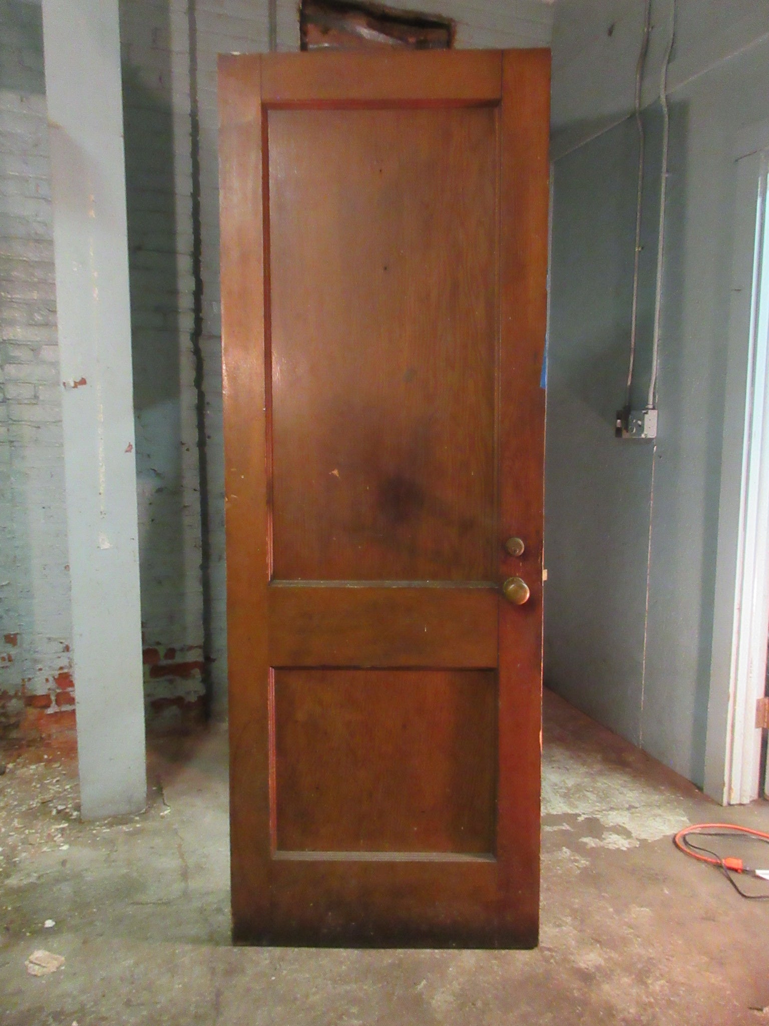 Two Panel Entry Door with Brass Hardware