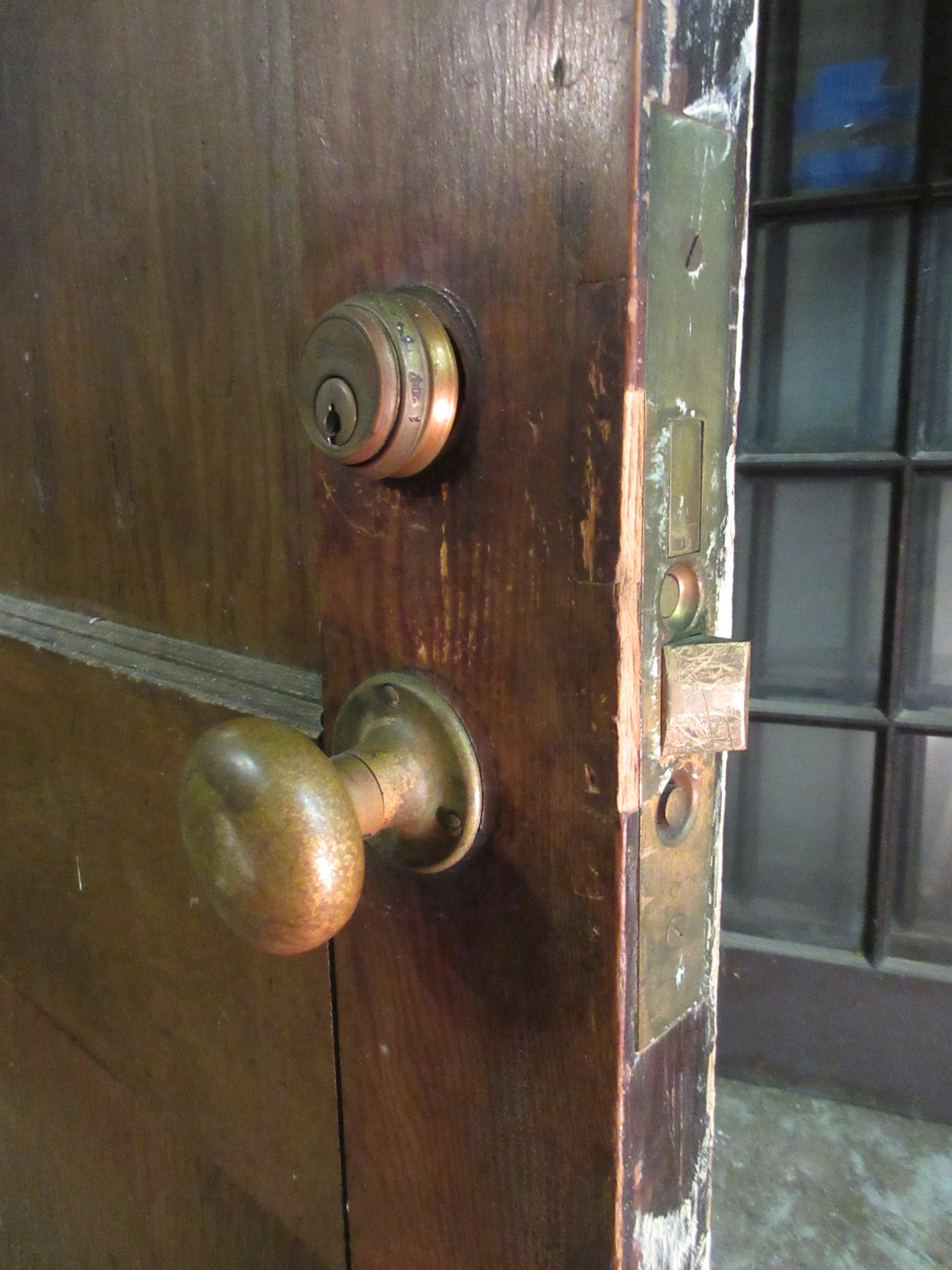 Two Panel Entry Door with Brass Hardware