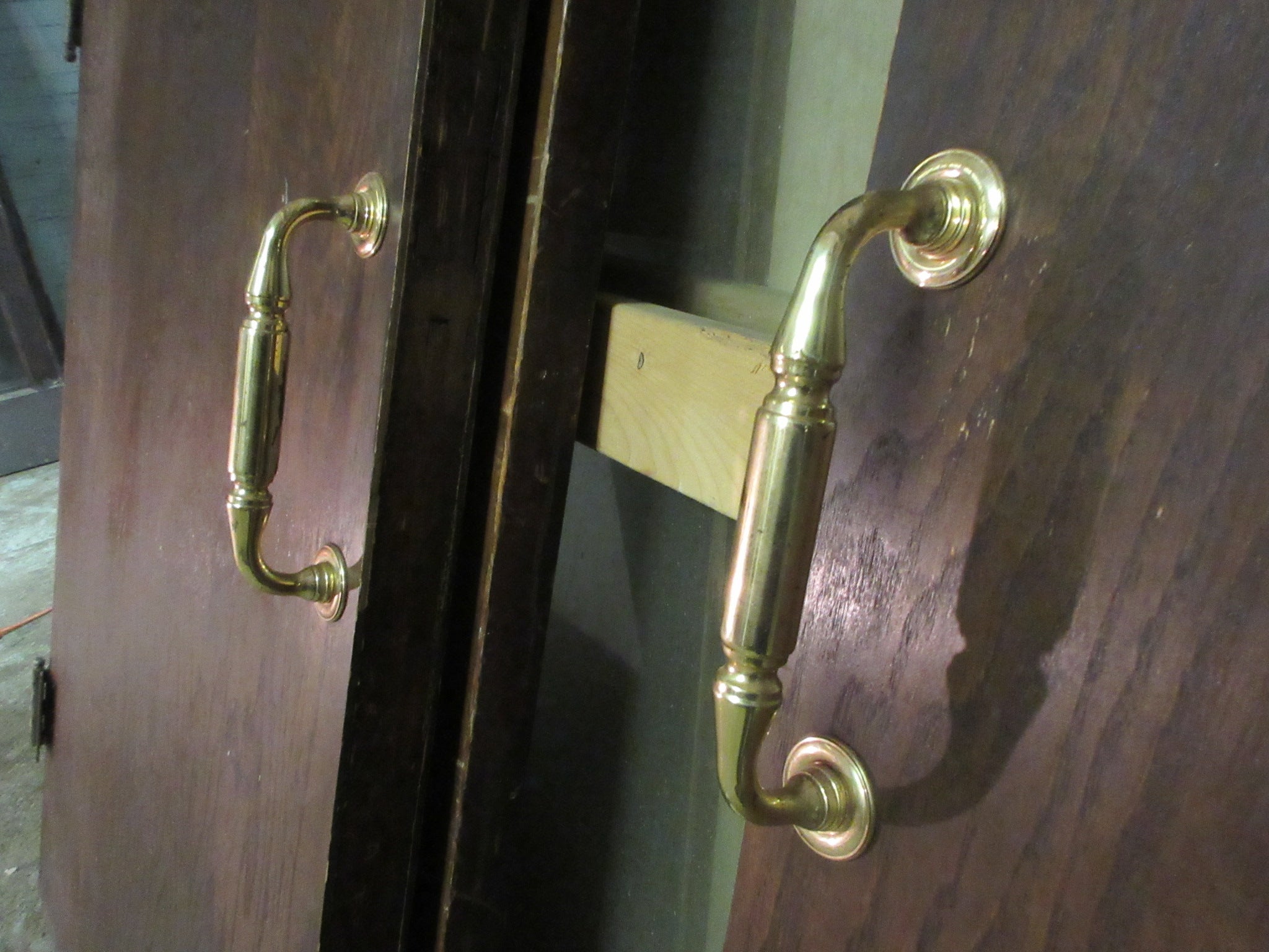 Vintage Slab Stained Wooden Doors with Handles & Push (Set of Two)