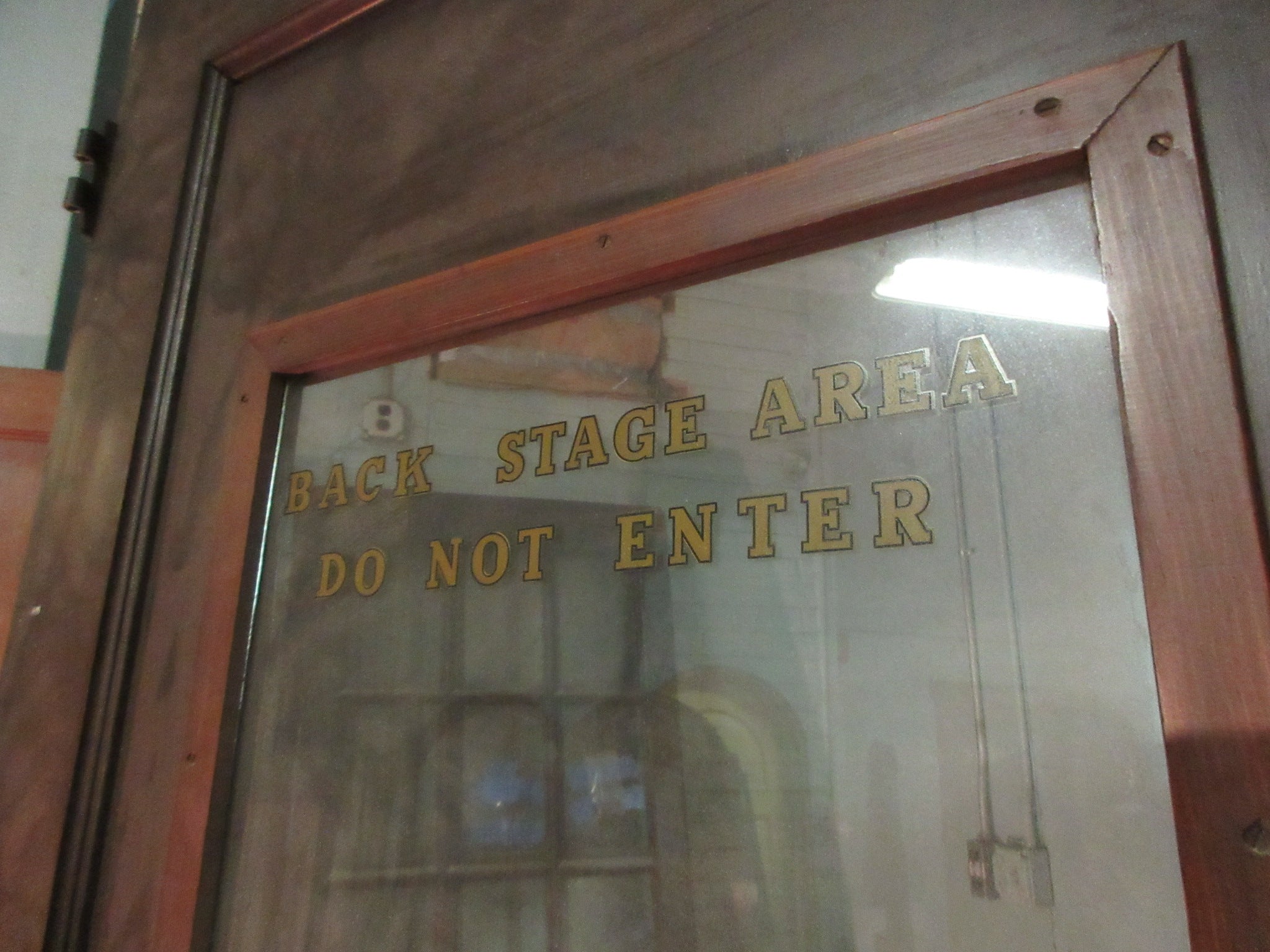 Vintage "Back Stage Area" Half Glass Door with Brass Hardware