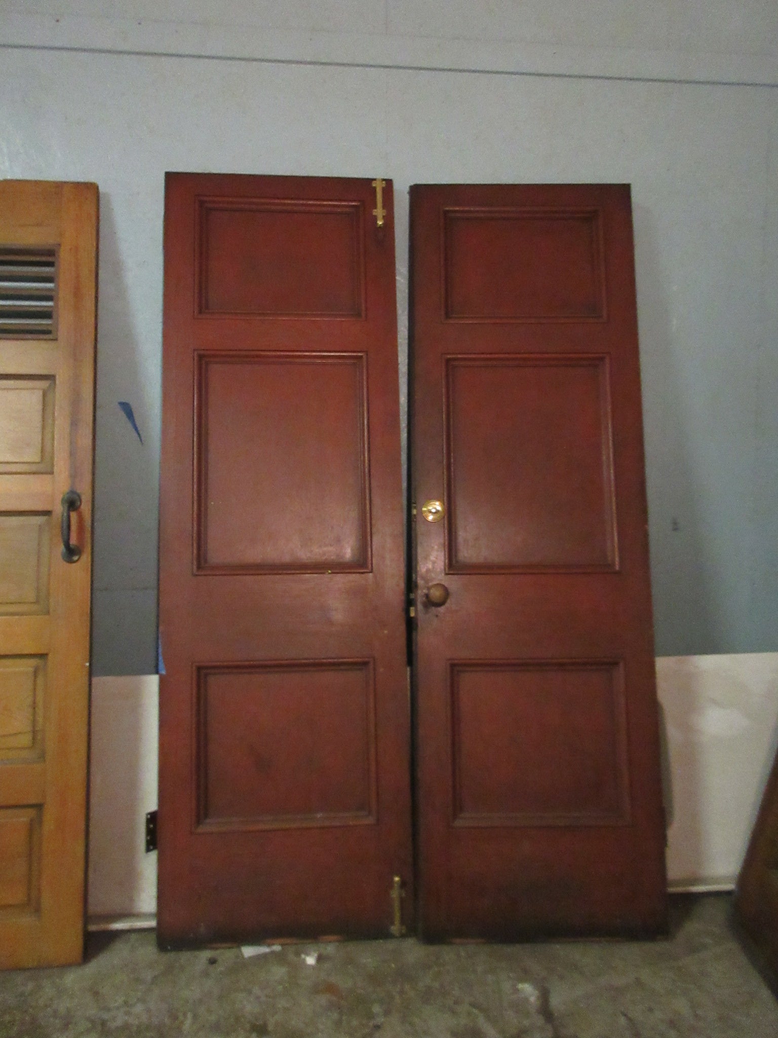 Pair of Vintage Three Panel French Doors (No Glass, Set of Two)
