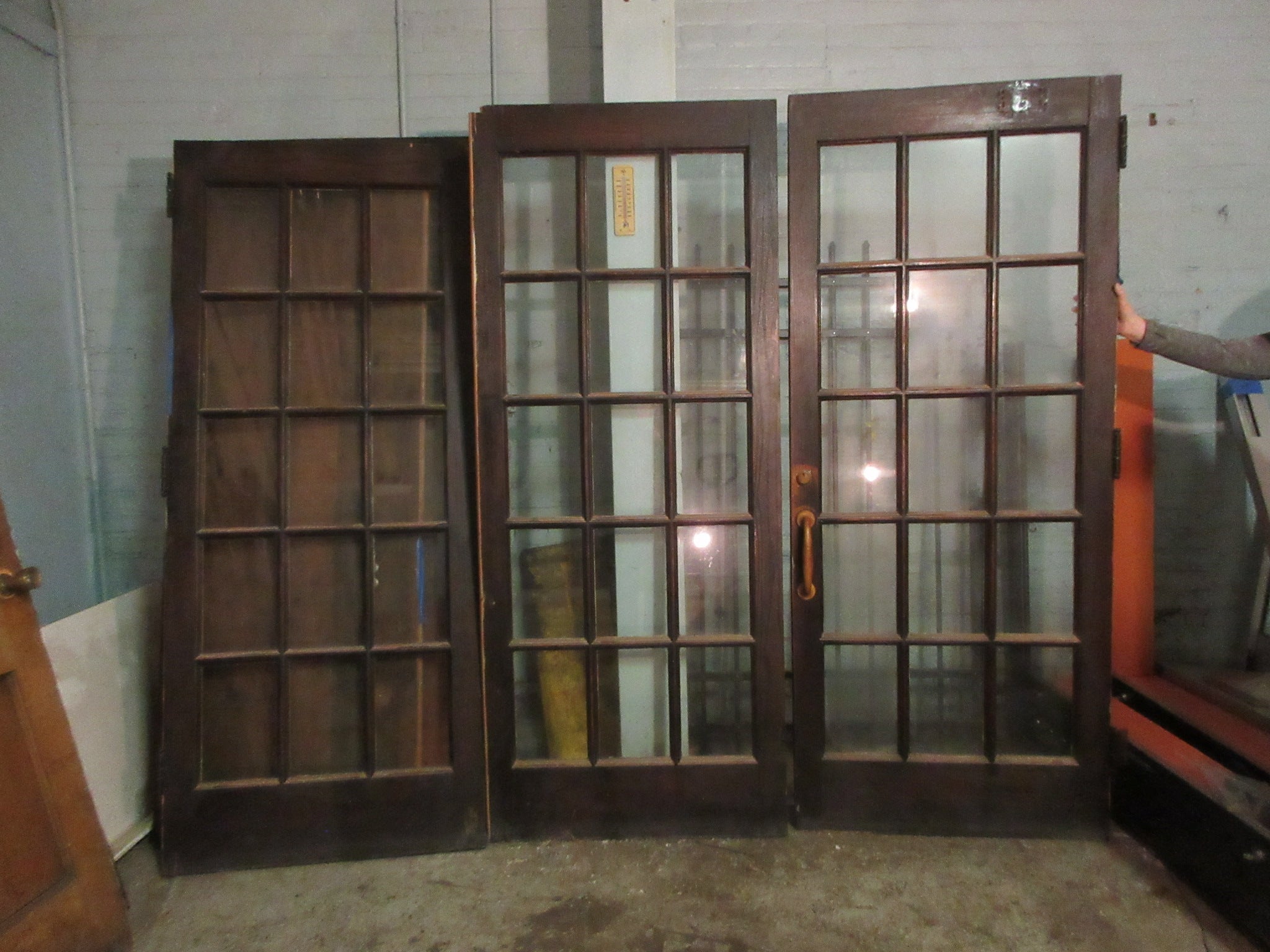 15 Lite Wooden Frame French Doors (Set of Three)