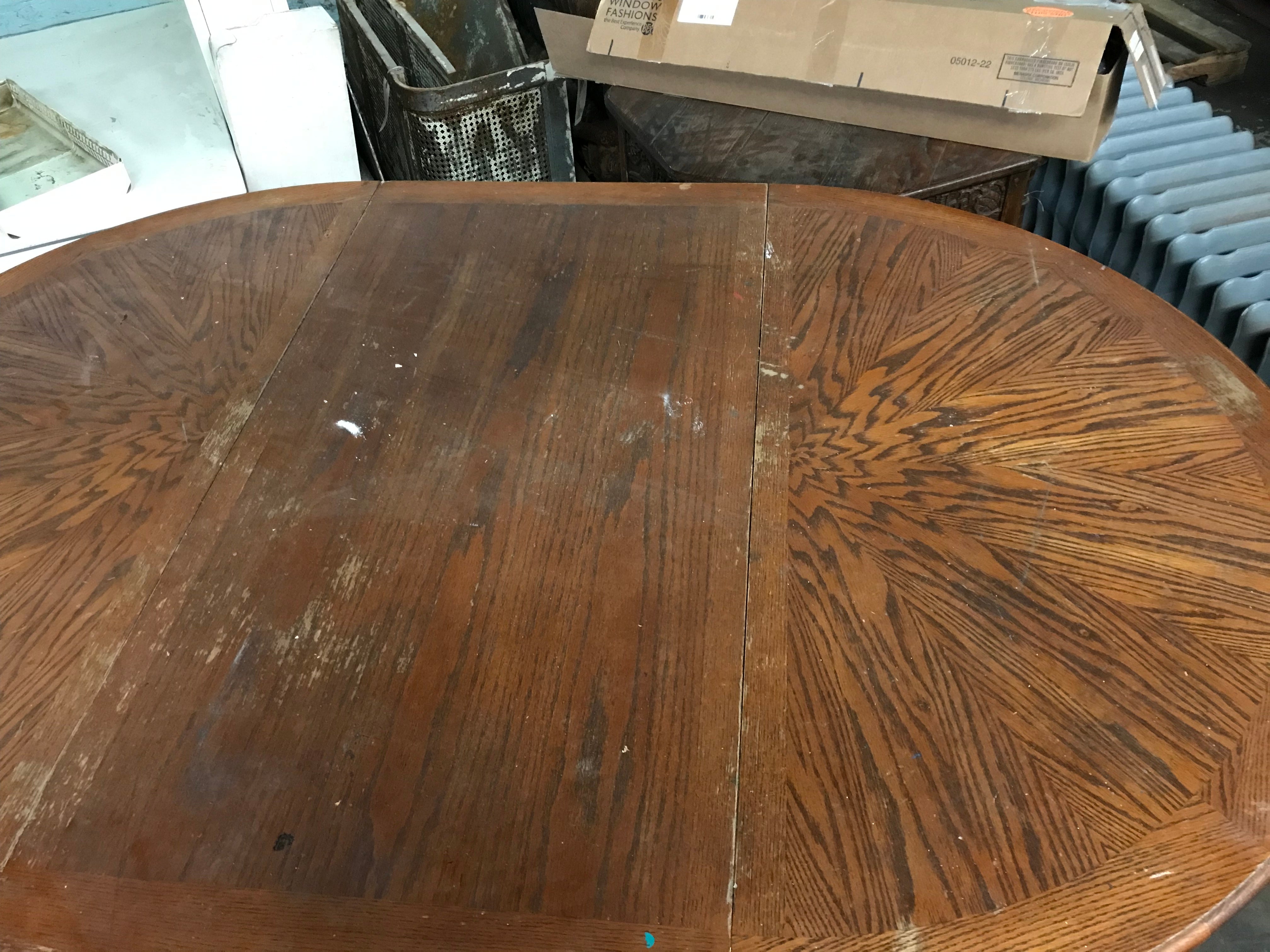 Round Wood Table With Base and Leaf