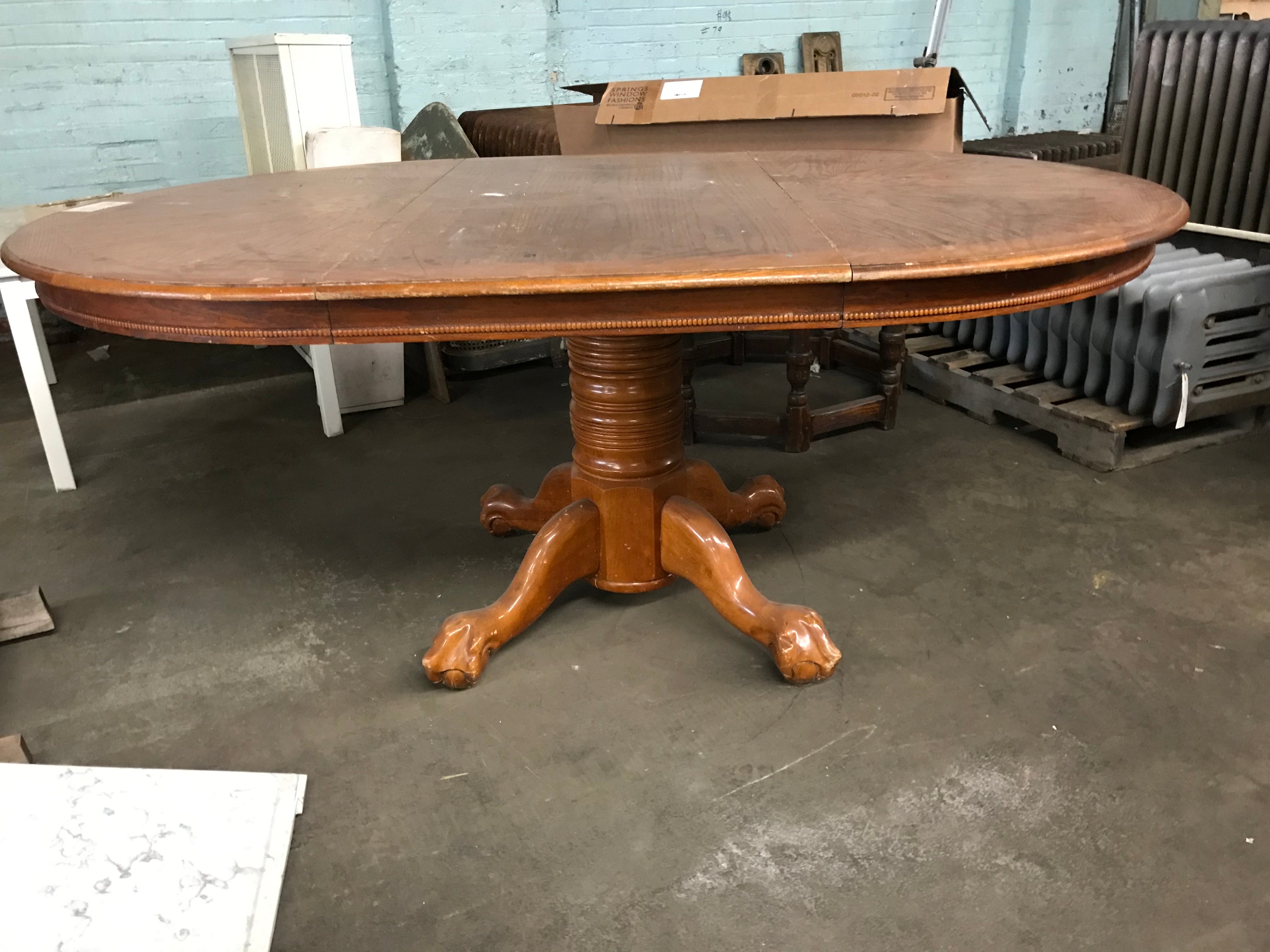 Round Wood Table With Base and Leaf