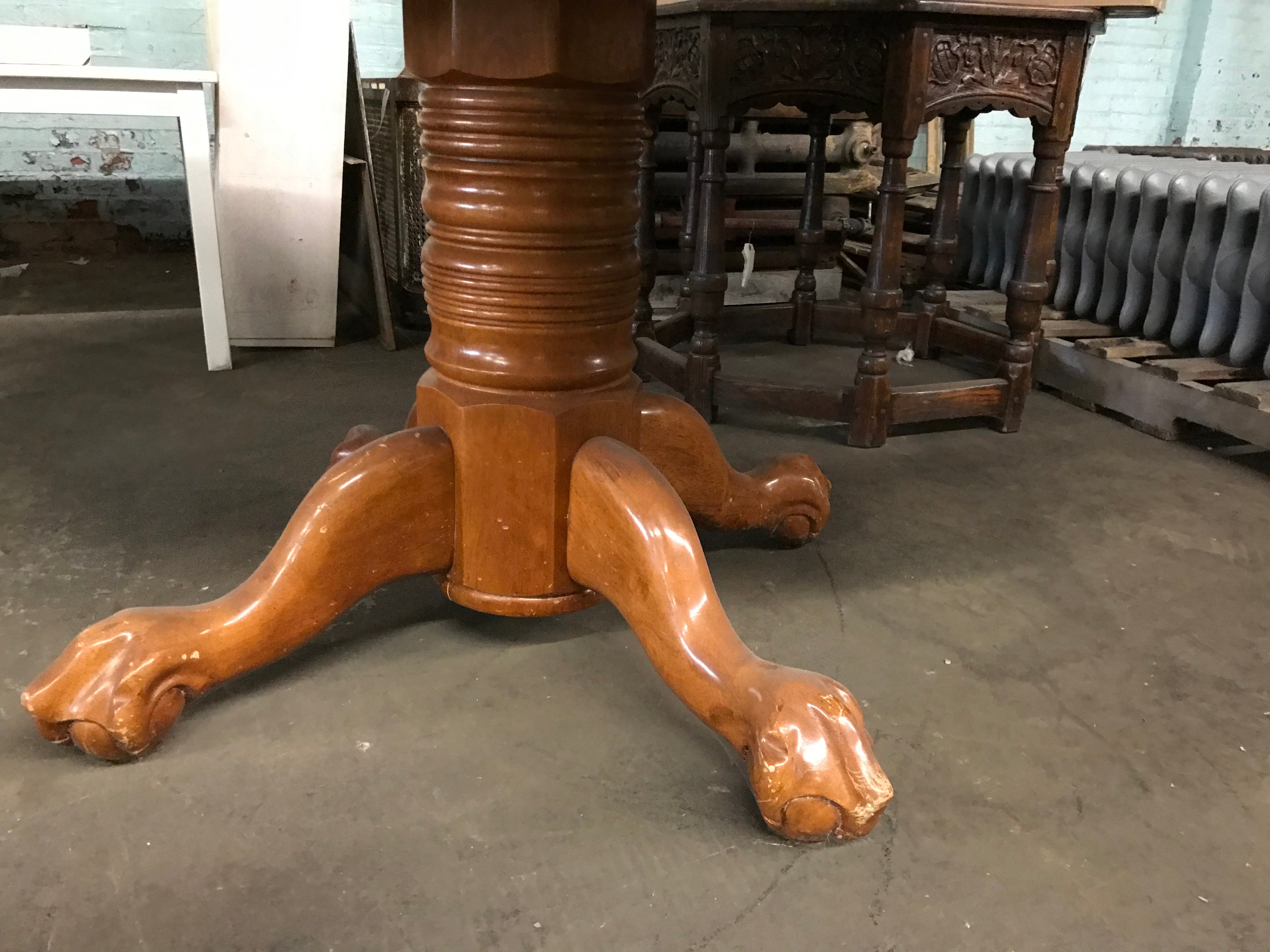 Round Wood Table With Base and Leaf