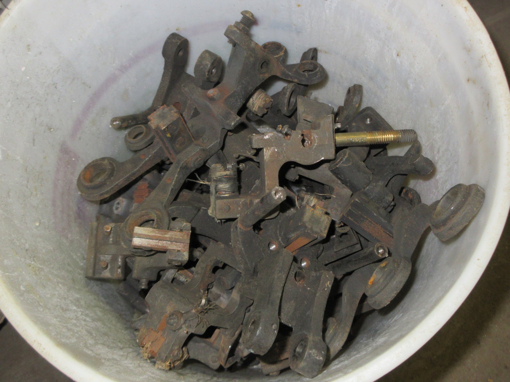 Bucket of Assorted Elevator Hardware