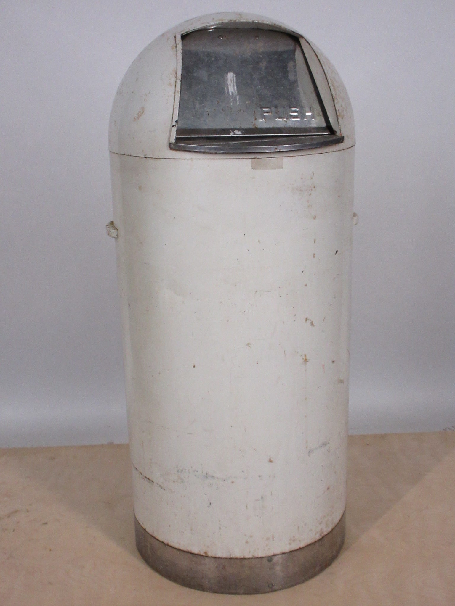 Vintage Torpedo Trash Can with Flap Door