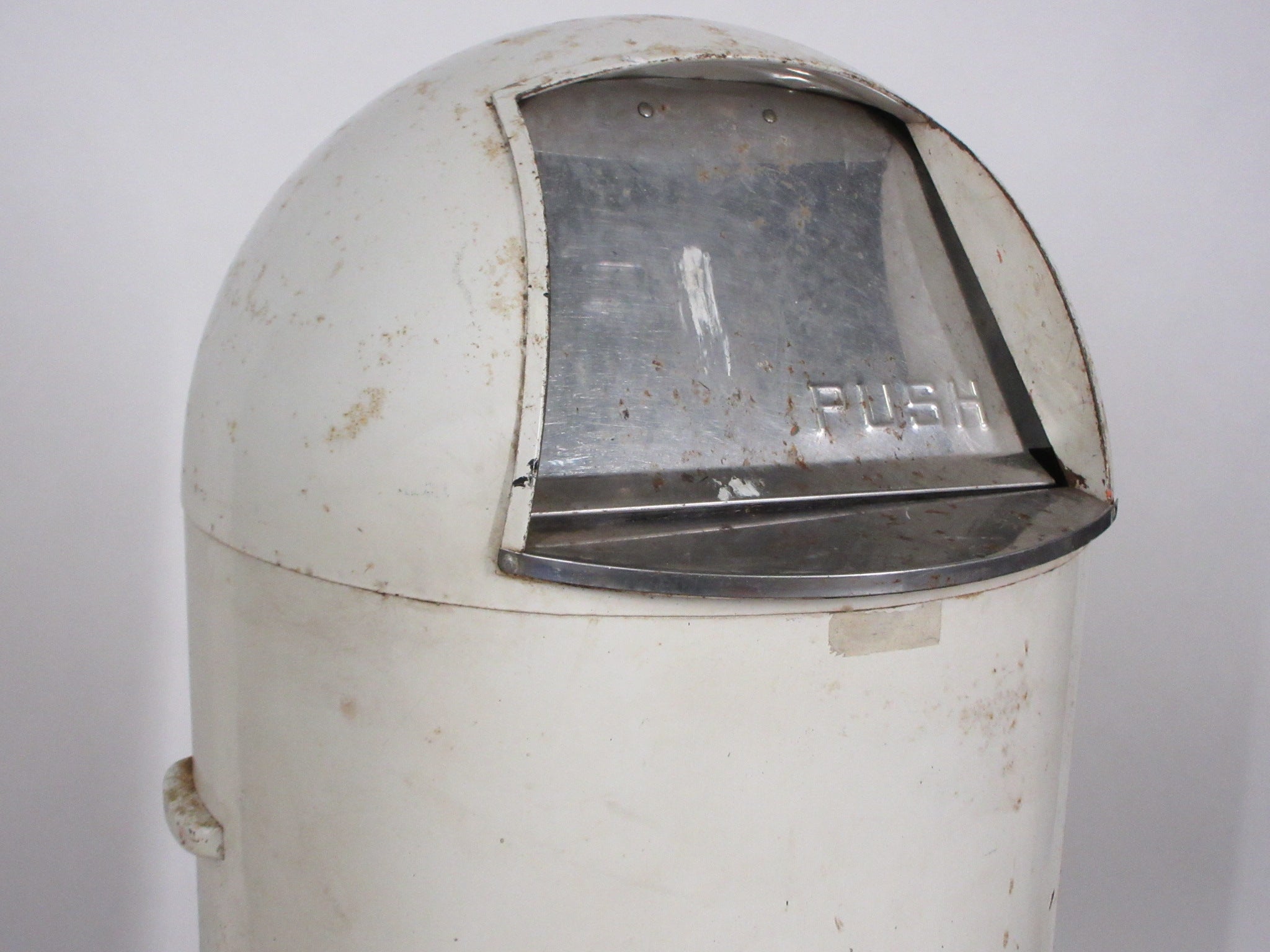 Vintage Torpedo Trash Can with Flap Door