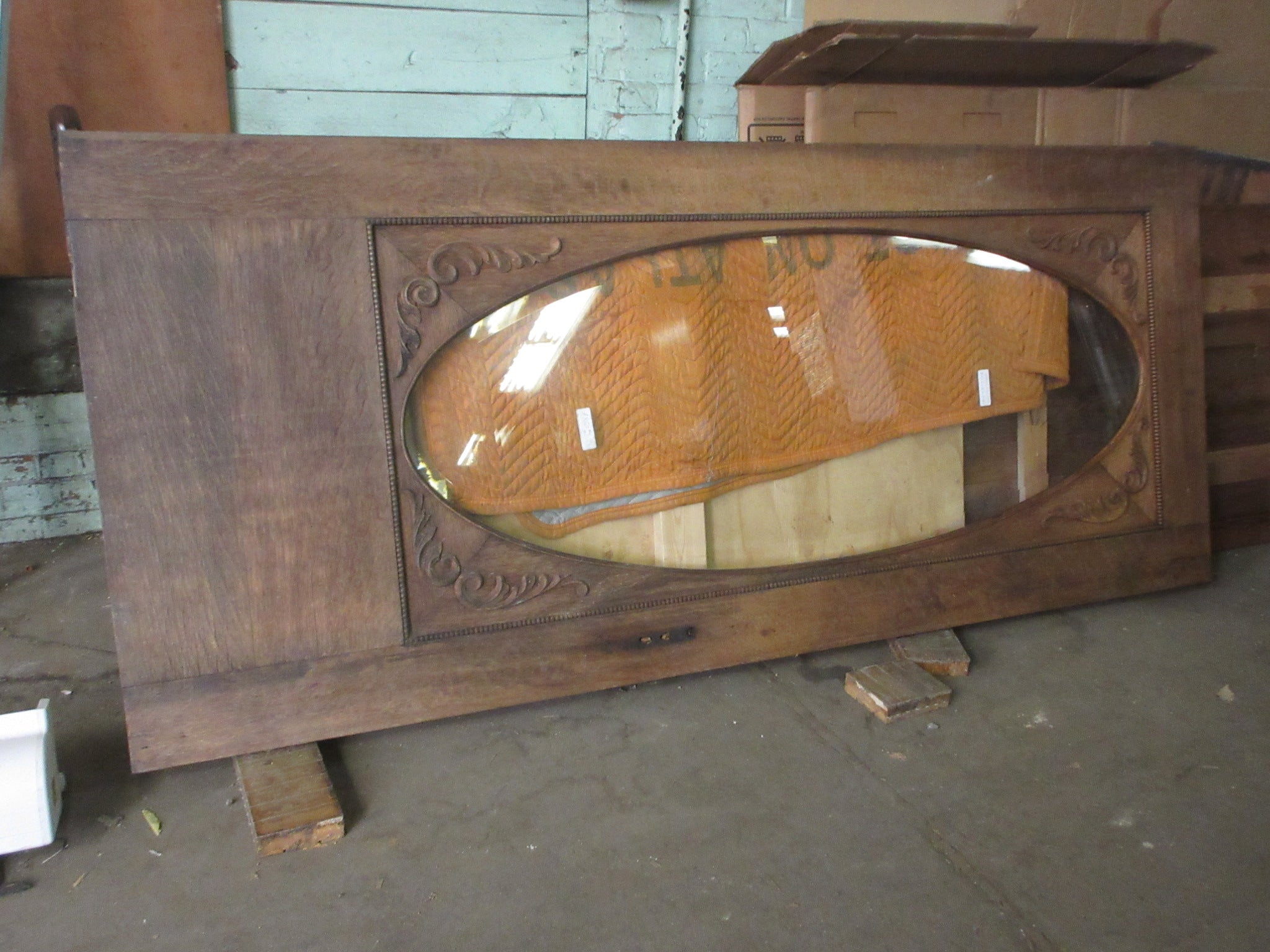 Vintage Oak Entry Door with Oval Glass 83 1/2"